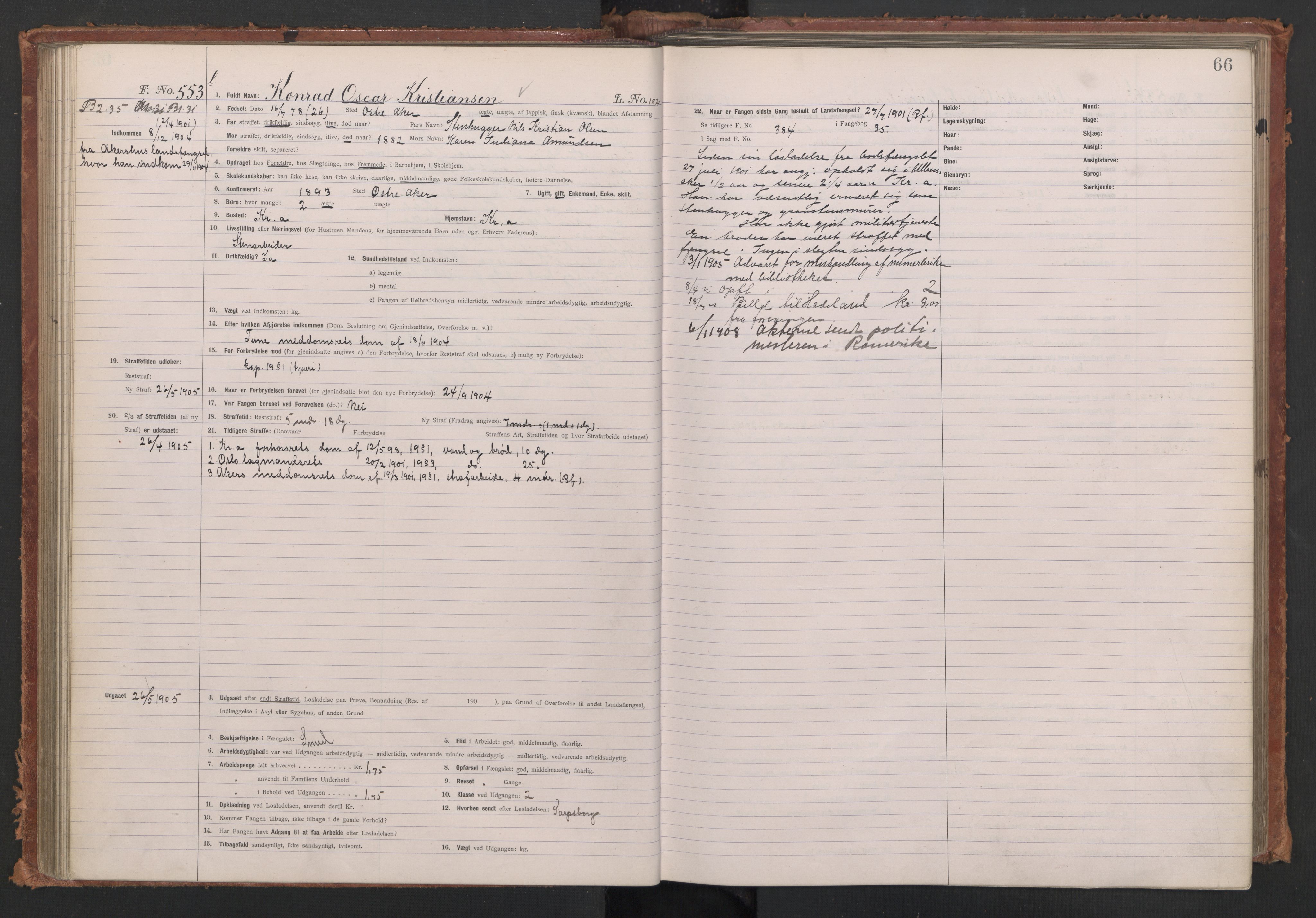 Botsfengslet, AV/RA-S-1539/D/Db/Dbb/L0039: 488l - 820l, 1904-1905, p. 66