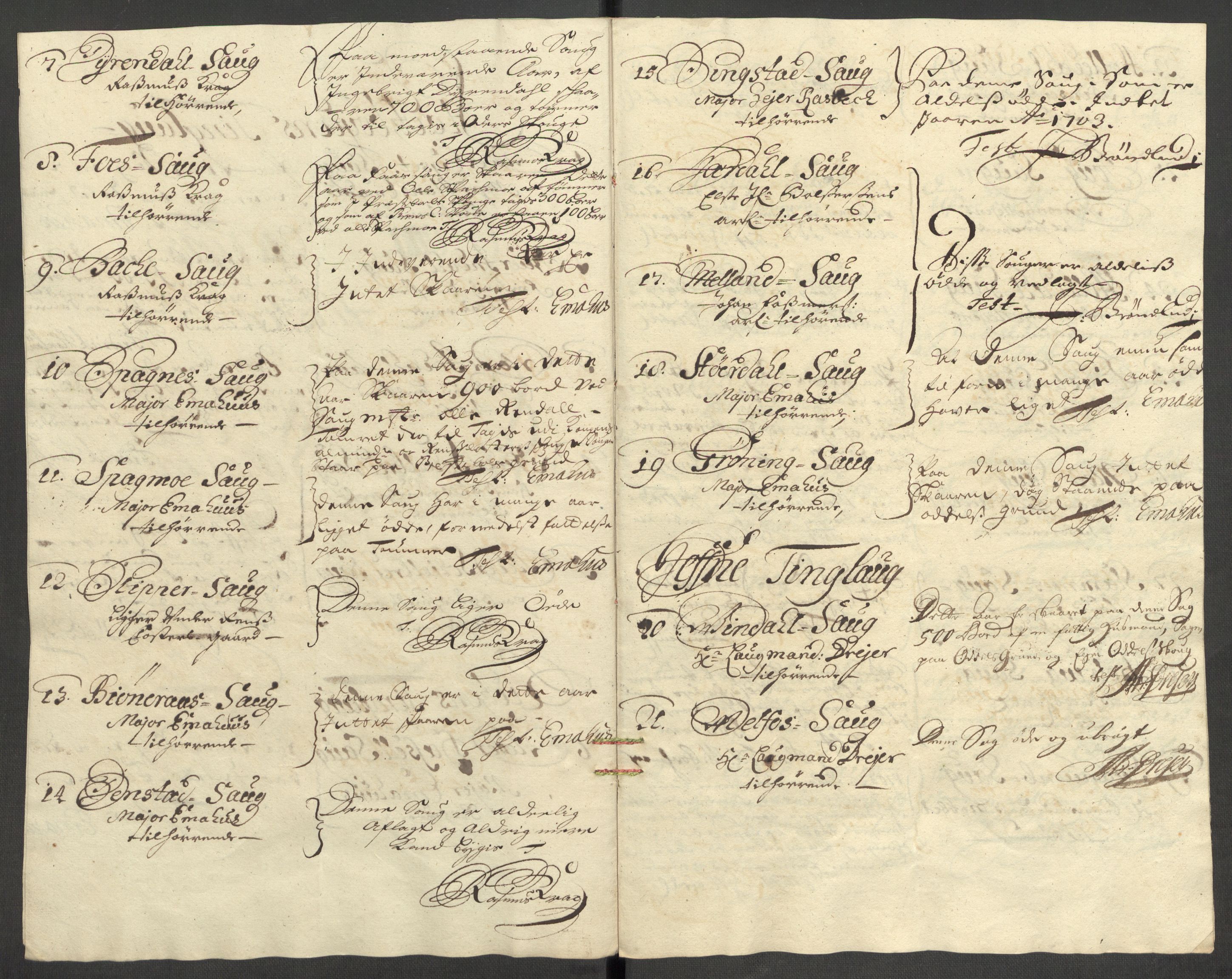 Rentekammeret inntil 1814, Reviderte regnskaper, Fogderegnskap, RA/EA-4092/R57/L3855: Fogderegnskap Fosen, 1702-1703, p. 333
