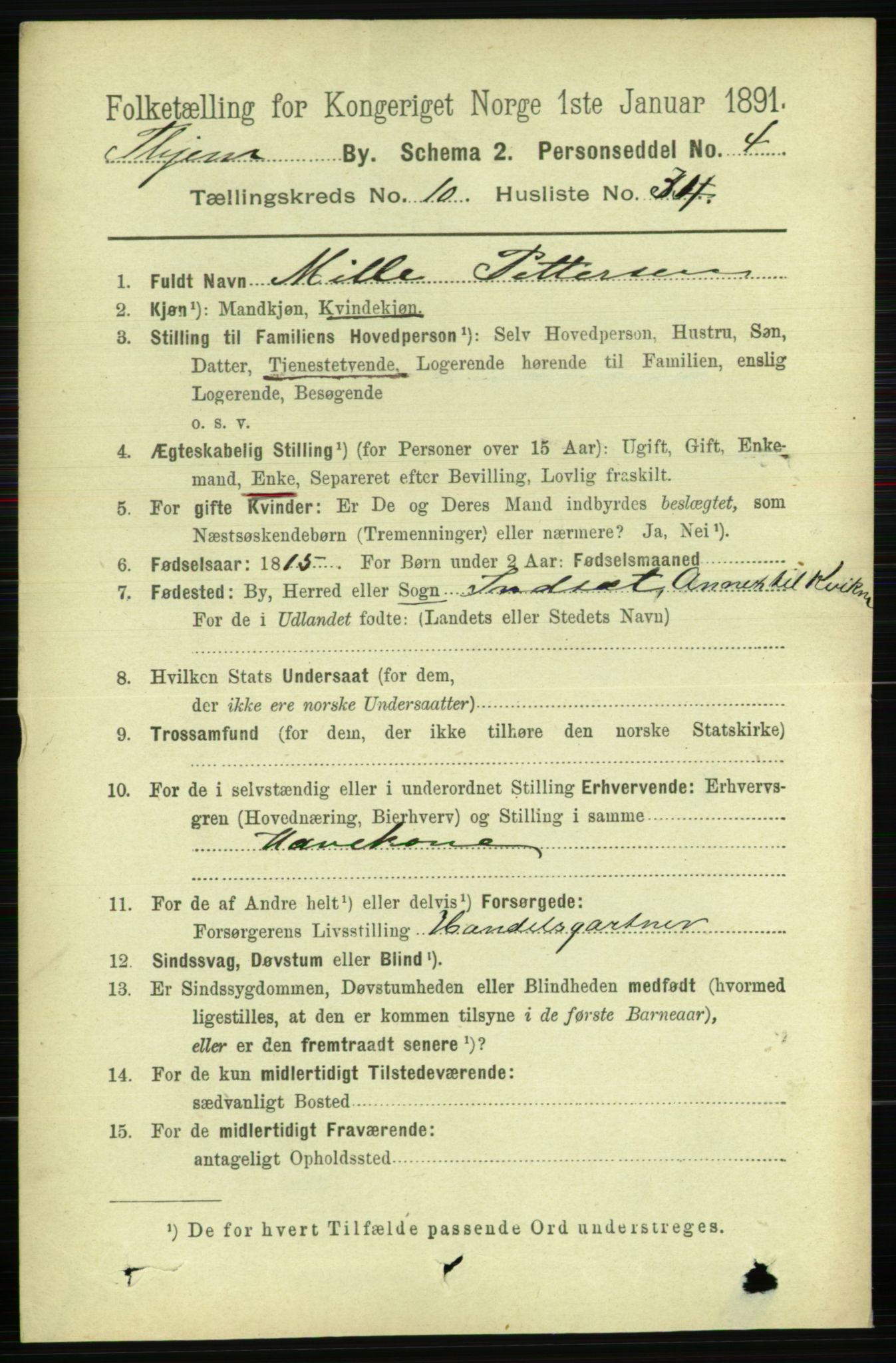 RA, 1891 census for 1601 Trondheim, 1891, p. 9273