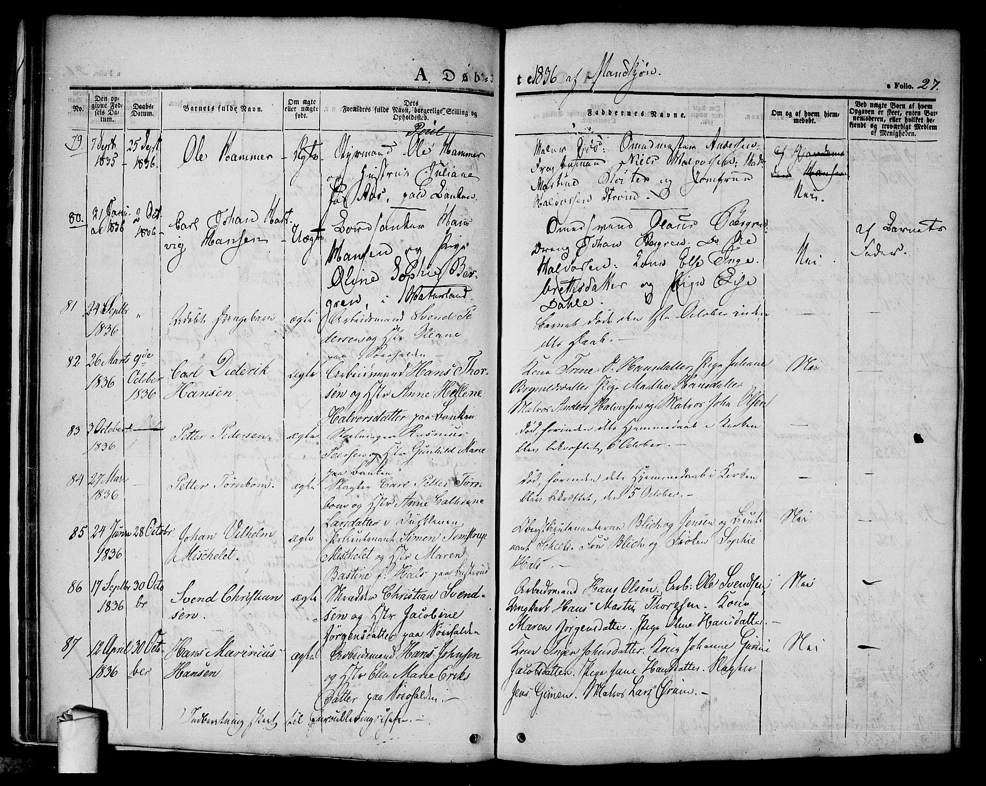 Halden prestekontor Kirkebøker, AV/SAO-A-10909/F/Fa/L0005: Parish register (official) no. I 5, 1834-1845, p. 27