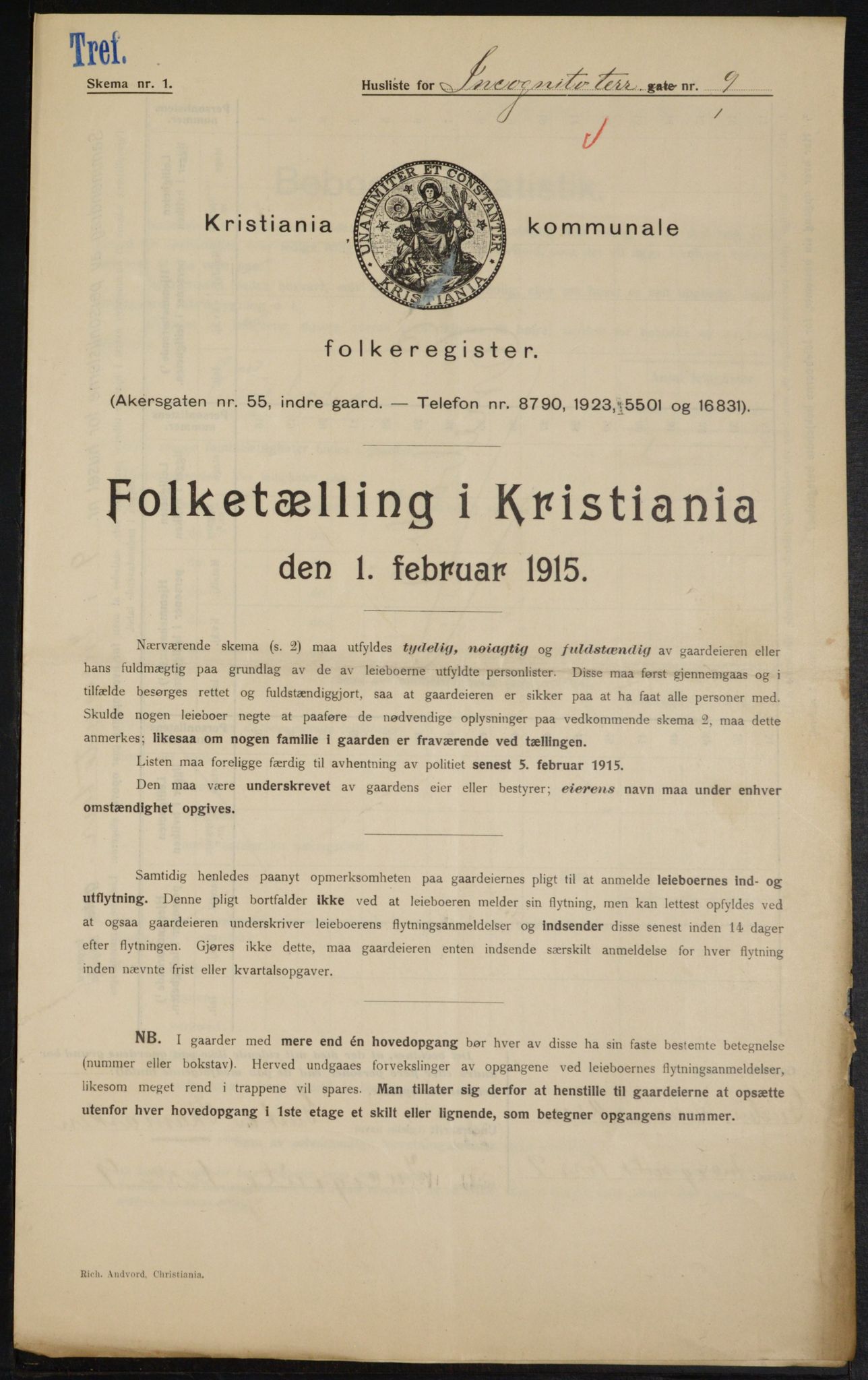 OBA, Municipal Census 1915 for Kristiania, 1915, p. 43956