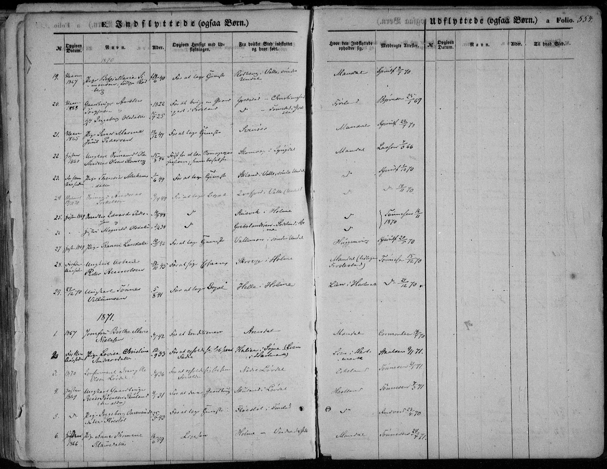 Mandal sokneprestkontor, SAK/1111-0030/F/Fa/Faa/L0014: Parish register (official) no. A 14, 1859-1872, p. 554