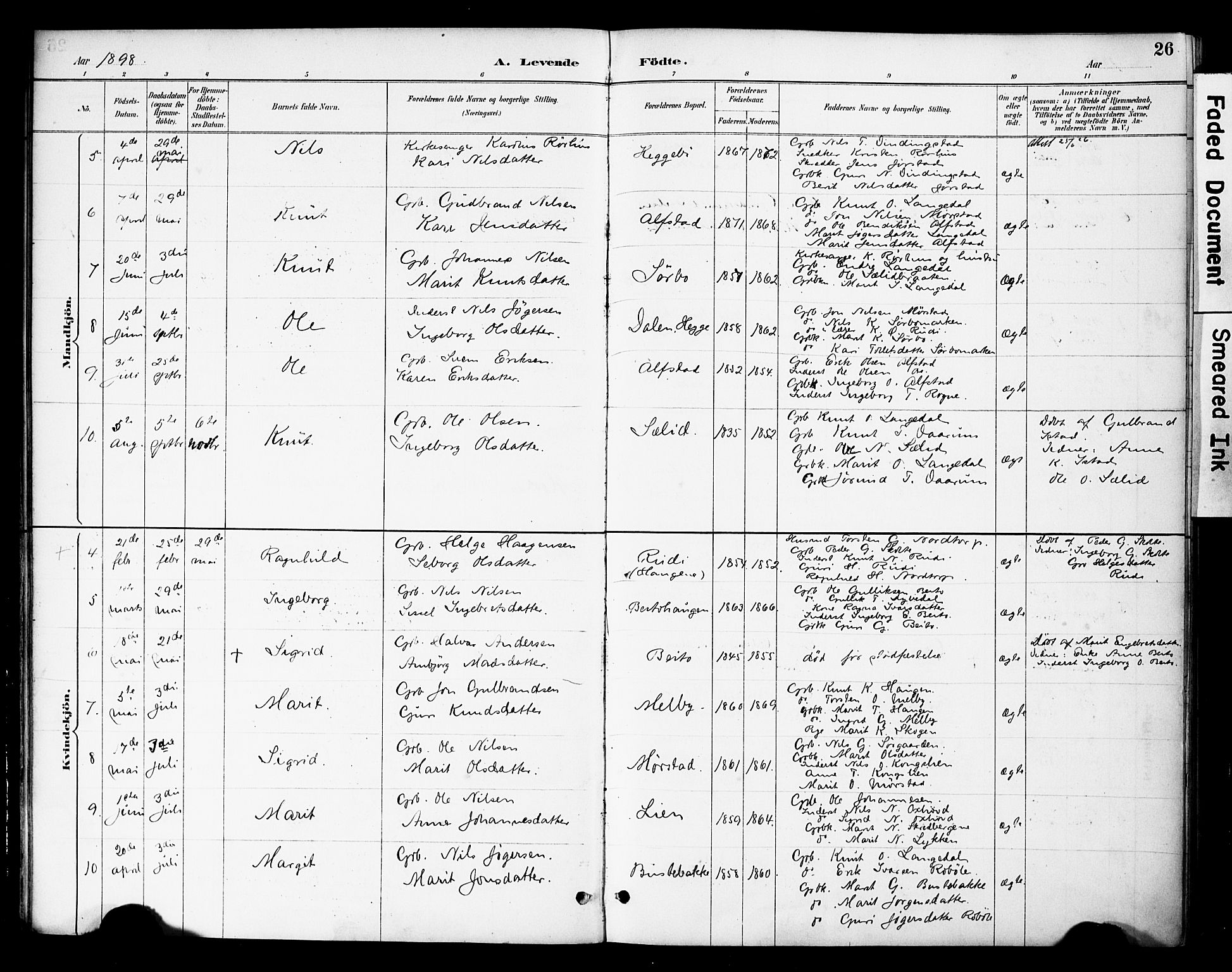 Øystre Slidre prestekontor, AV/SAH-PREST-138/H/Ha/Haa/L0004: Parish register (official) no. 4, 1887-1910, p. 26