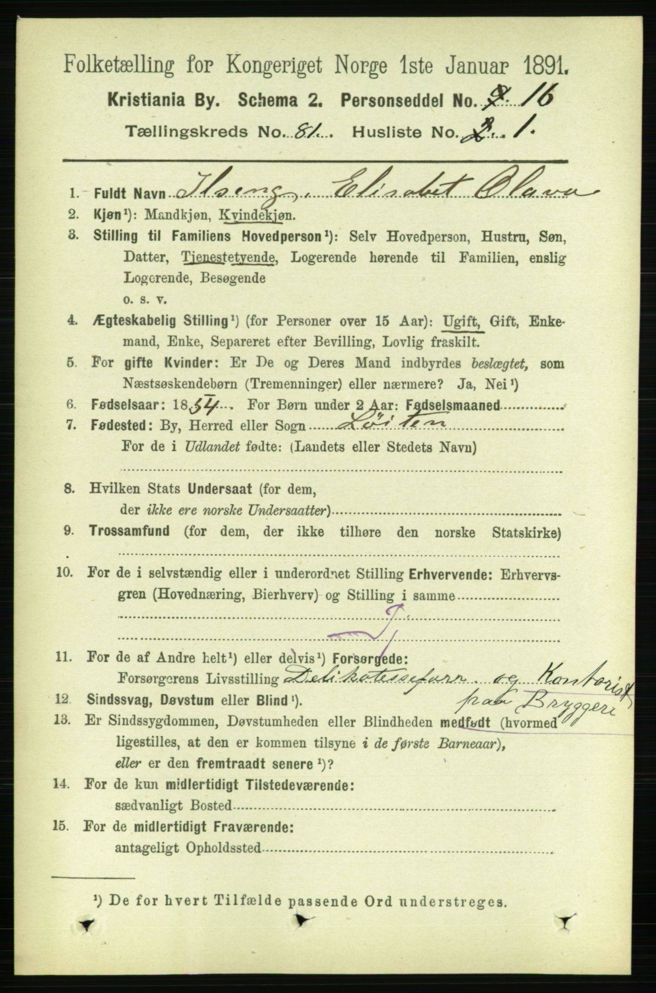 RA, 1891 census for 0301 Kristiania, 1891, p. 41540