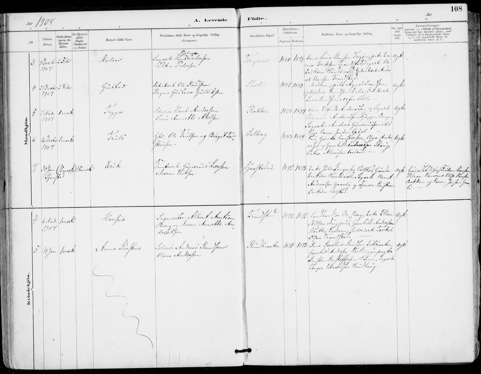 Sylling kirkebøker, AV/SAKO-A-247/F/Fa/L0001: Parish register (official) no. 1, 1883-1910, p. 108