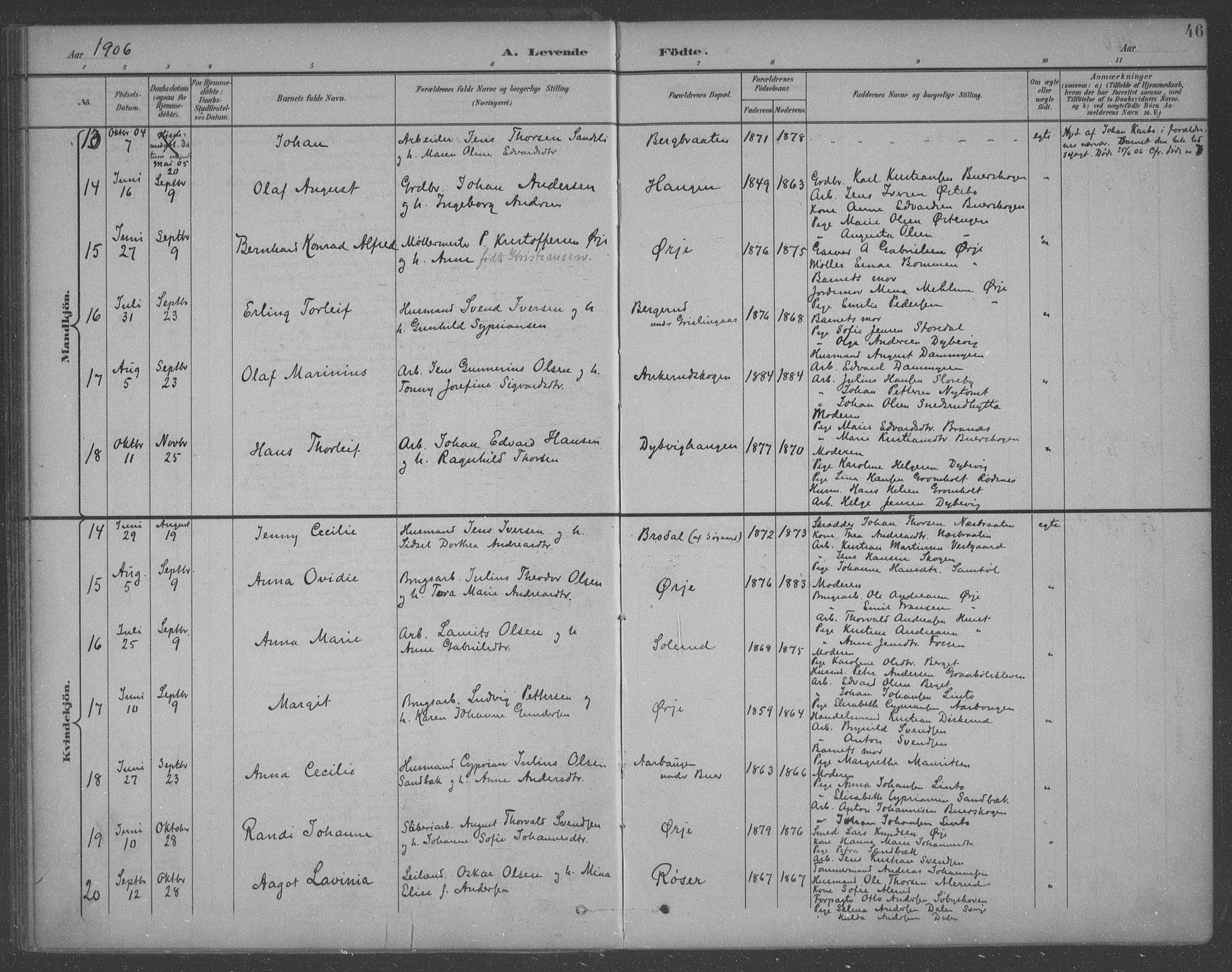 Aremark prestekontor Kirkebøker, SAO/A-10899/F/Fb/L0005: Parish register (official) no. II 5, 1895-1919, p. 46