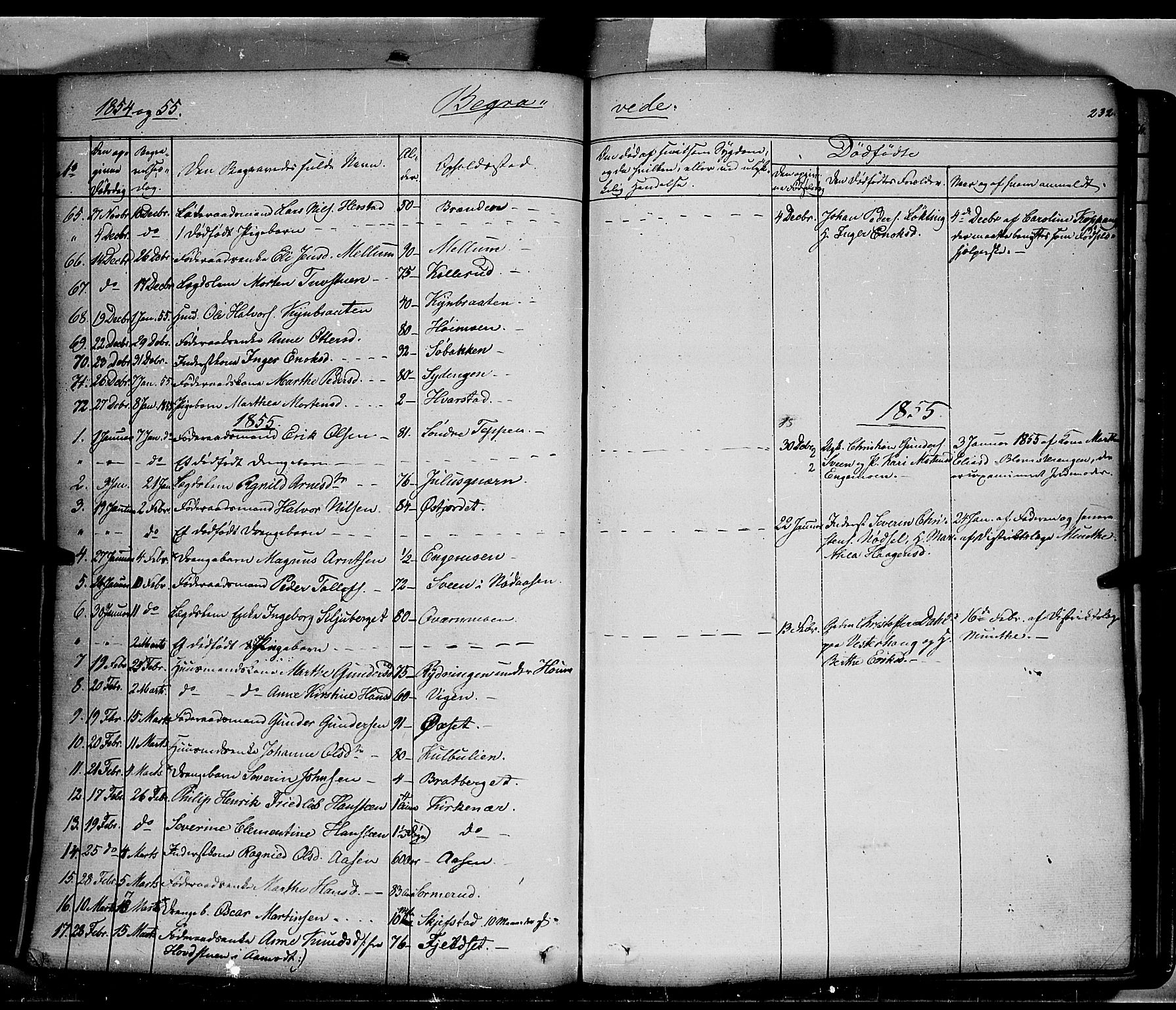 Elverum prestekontor, AV/SAH-PREST-044/H/Ha/Haa/L0009: Parish register (official) no. 9, 1843-1856, p. 232