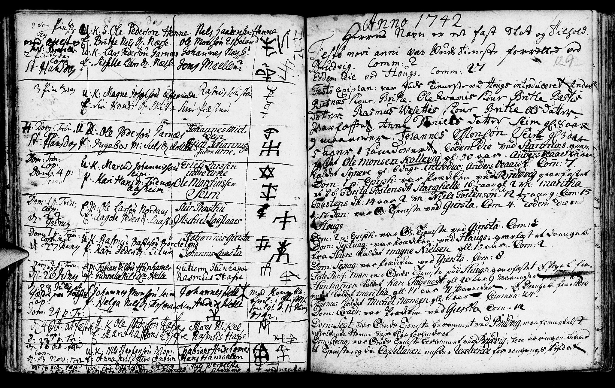 Haus sokneprestembete, SAB/A-75601/H/Haa: Parish register (official) no. A 5, 1733-1747, p. 129