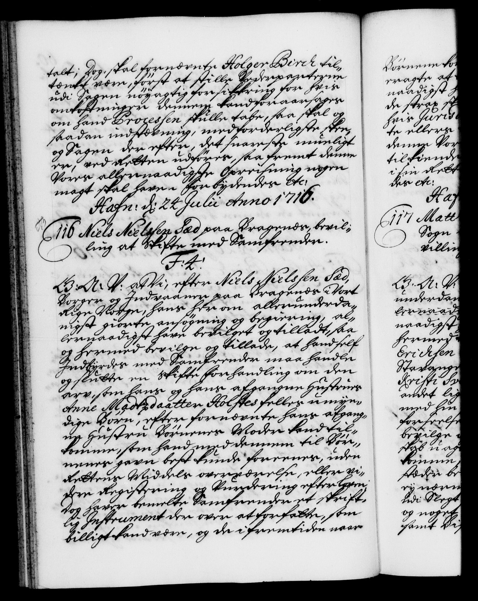 Danske Kanselli 1572-1799, AV/RA-EA-3023/F/Fc/Fca/Fcaa/L0022: Norske registre, 1716-1719, p. 60b