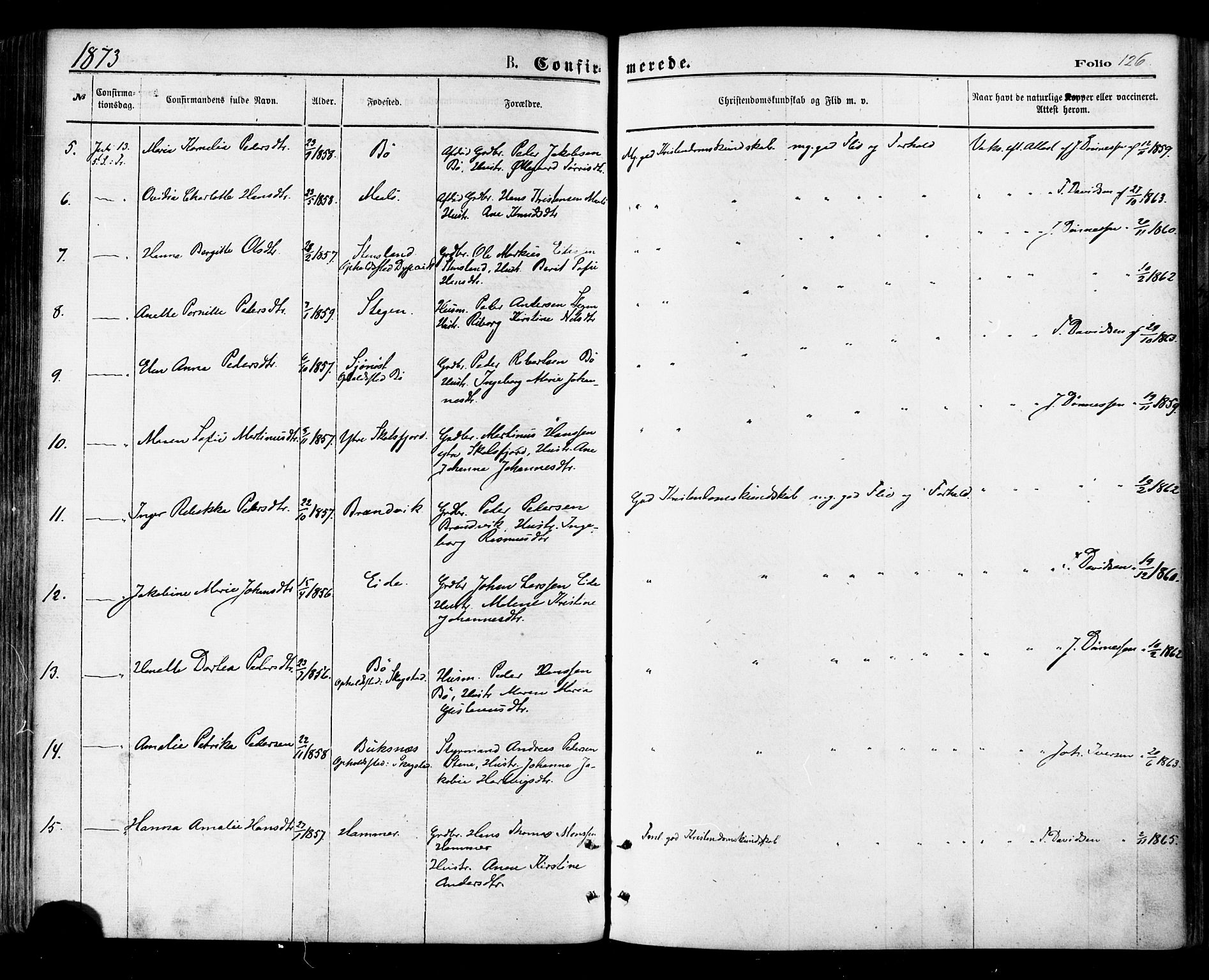 Ministerialprotokoller, klokkerbøker og fødselsregistre - Nordland, AV/SAT-A-1459/855/L0802: Parish register (official) no. 855A10, 1875-1886, p. 126