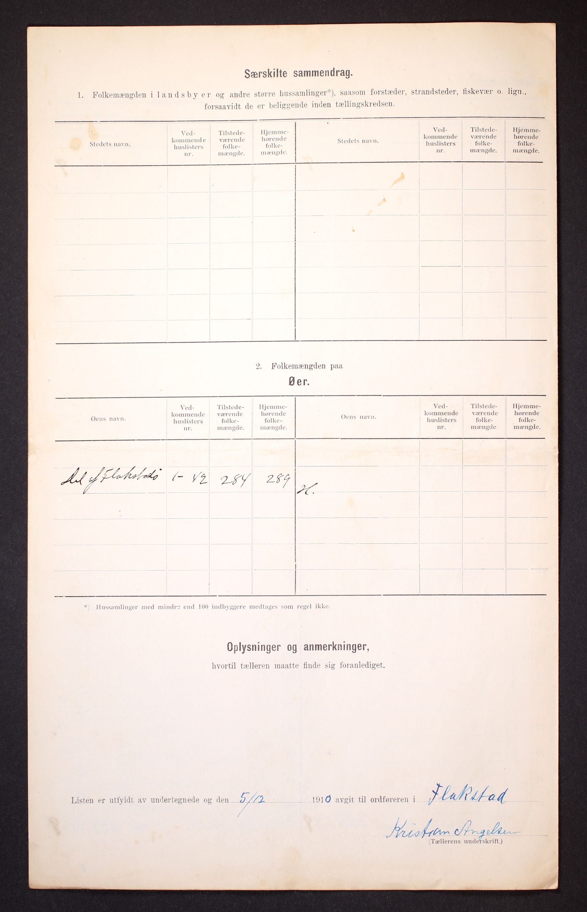 RA, 1910 census for Flakstad, 1910, p. 30