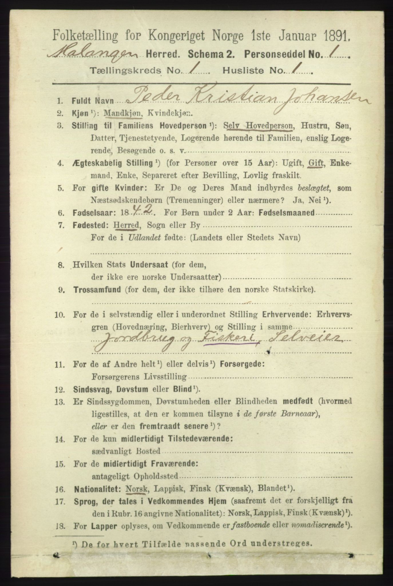 RA, 1891 census for 1932 Malangen, 1891, p. 63