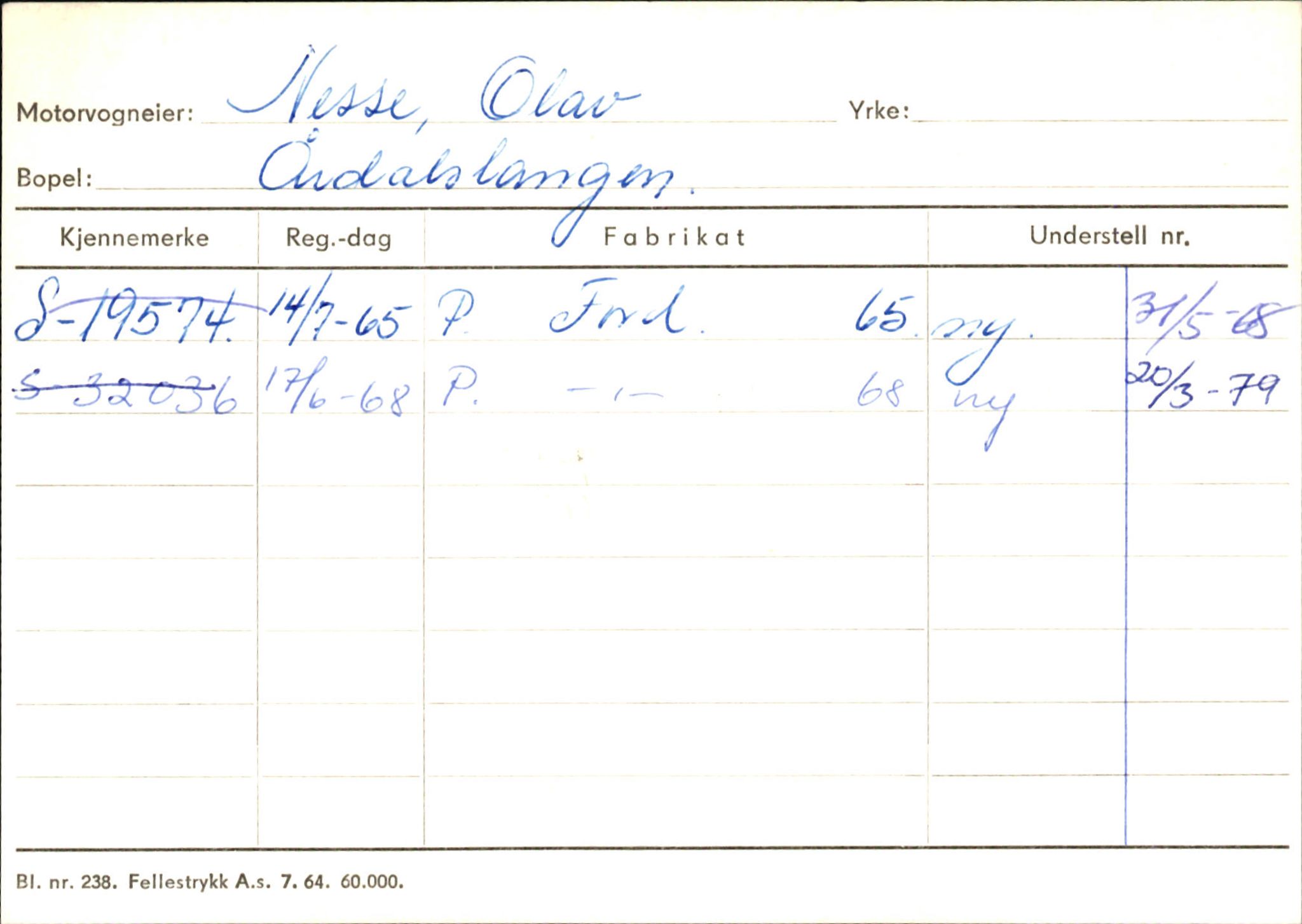 Statens vegvesen, Sogn og Fjordane vegkontor, AV/SAB-A-5301/4/F/L0145: Registerkort Vågsøy S-Å. Årdal I-P, 1945-1975, p. 2011