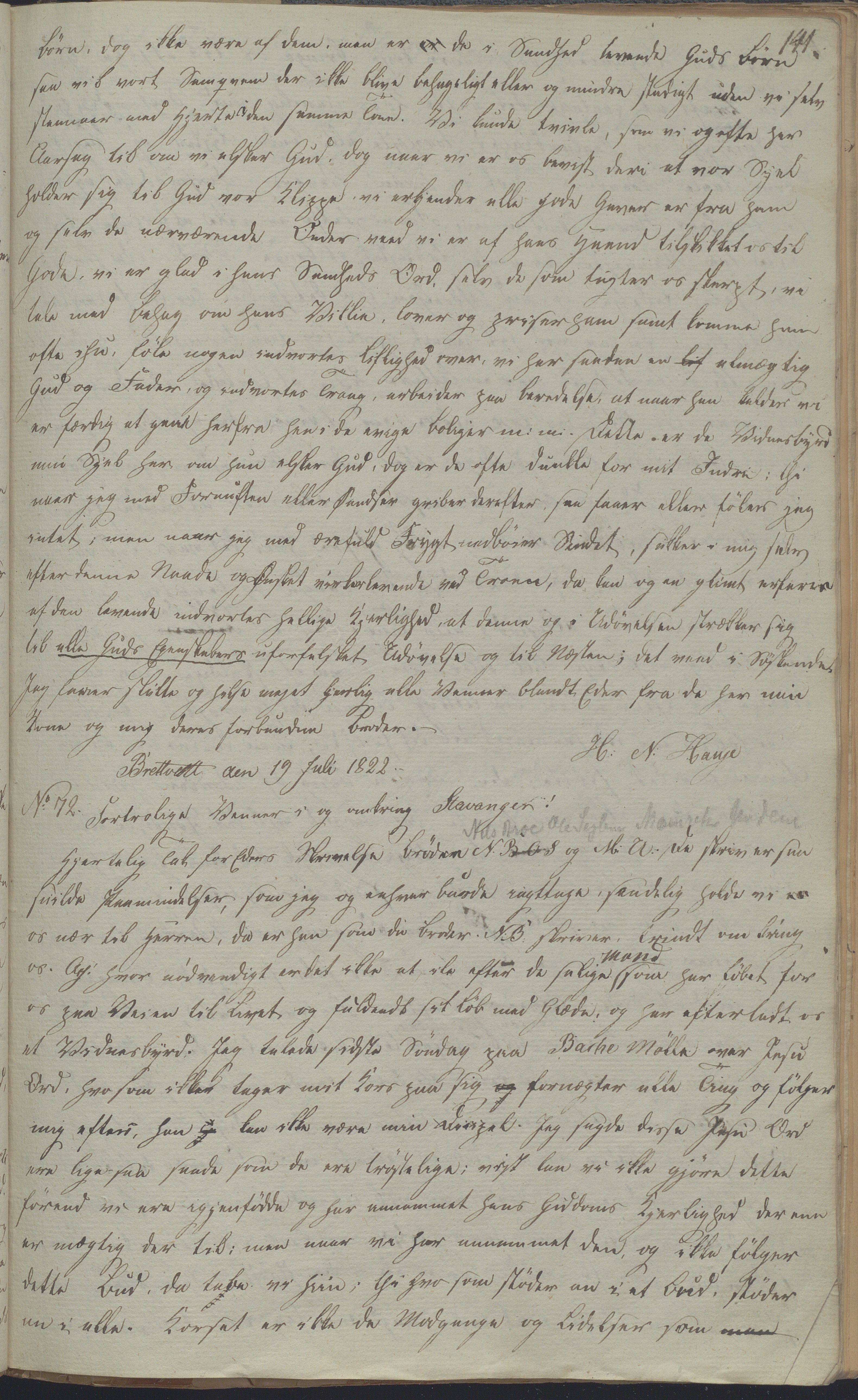 Heggtveitsamlingen, TMF/A-1007/H/L0052/0001: Innbundne brev Ms. S, med innlagt registratur / Innbundne brev Ms S. , 1801-1823, p. 141