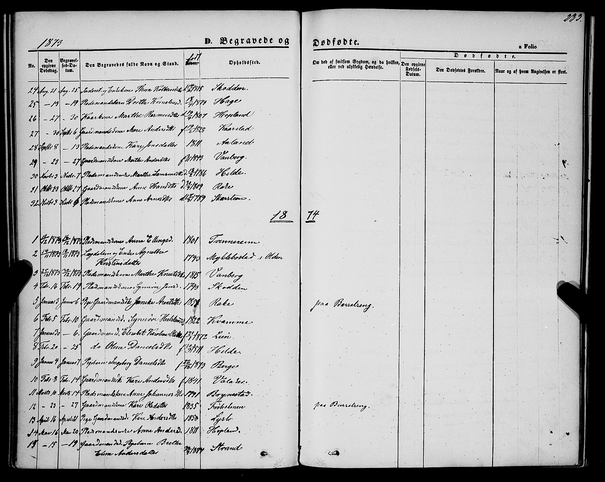 Innvik sokneprestembete, AV/SAB-A-80501: Parish register (official) no. A 6, 1865-1878, p. 233