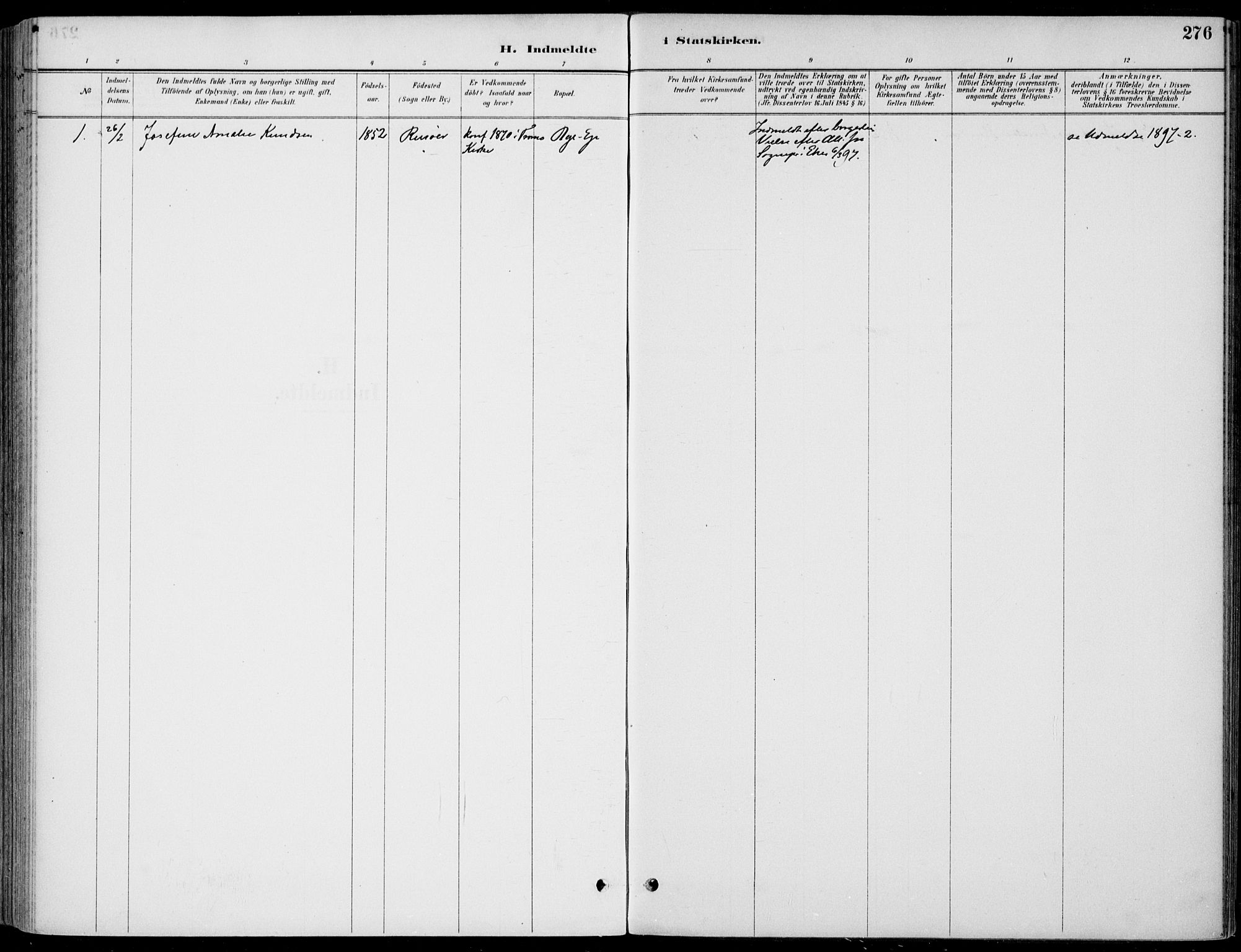 Sigdal kirkebøker, AV/SAKO-A-245/F/Fb/L0001: Parish register (official) no. II 1, 1888-1900, p. 276