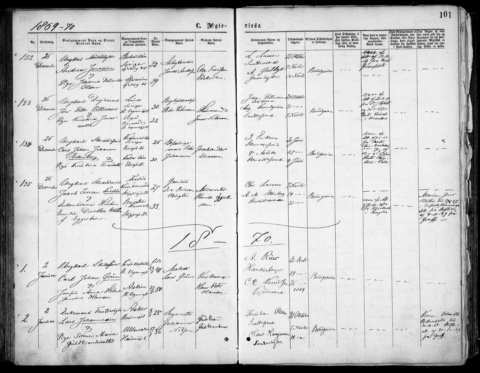Oslo domkirke Kirkebøker, SAO/A-10752/F/Fa/L0021: Parish register (official) no. 21, 1865-1884, p. 101
