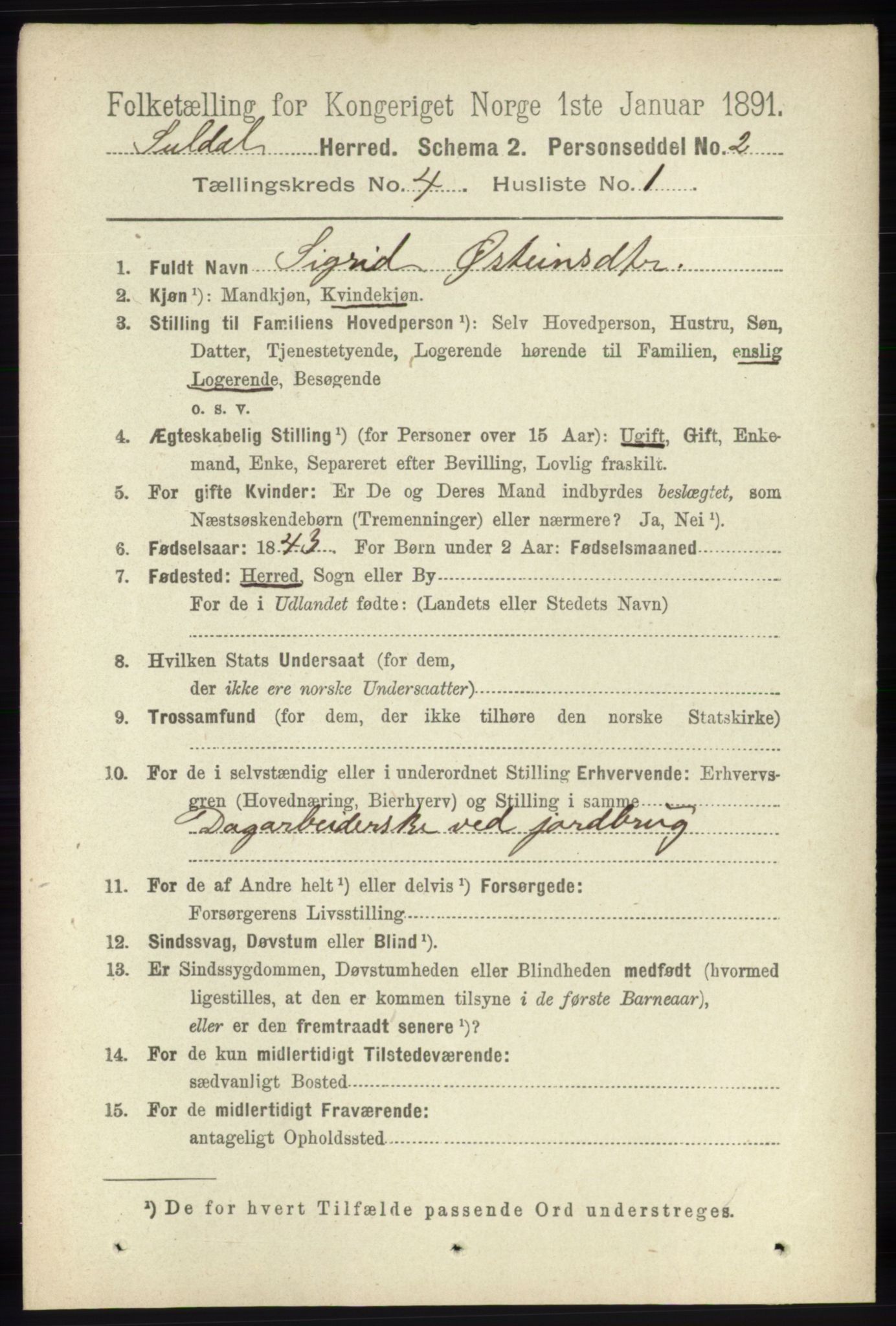 RA, 1891 census for 1134 Suldal, 1891, p. 868