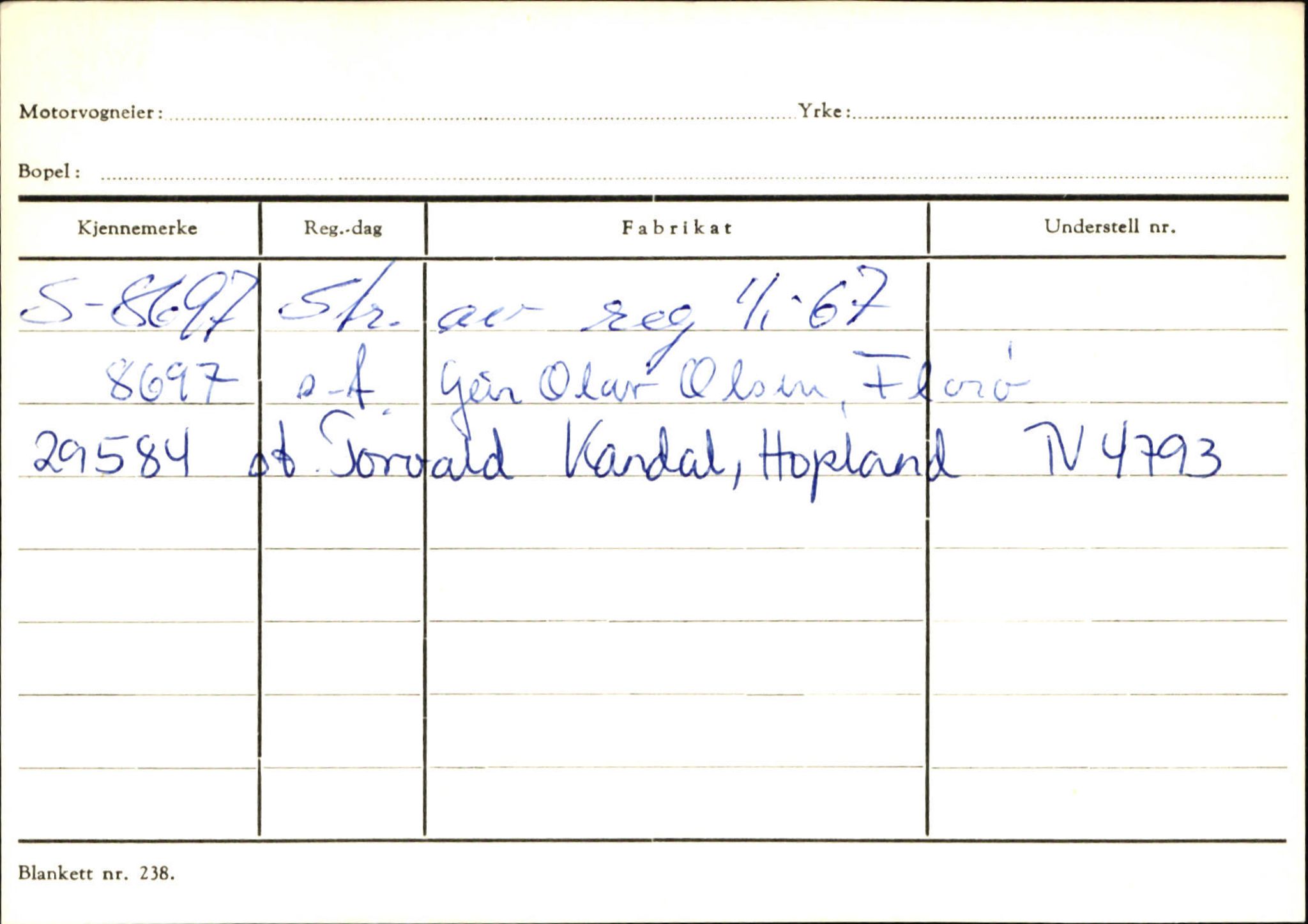 Statens vegvesen, Sogn og Fjordane vegkontor, AV/SAB-A-5301/4/F/L0131: Eigarregister Høyanger P-Å. Stryn S-Å, 1945-1975, p. 2043