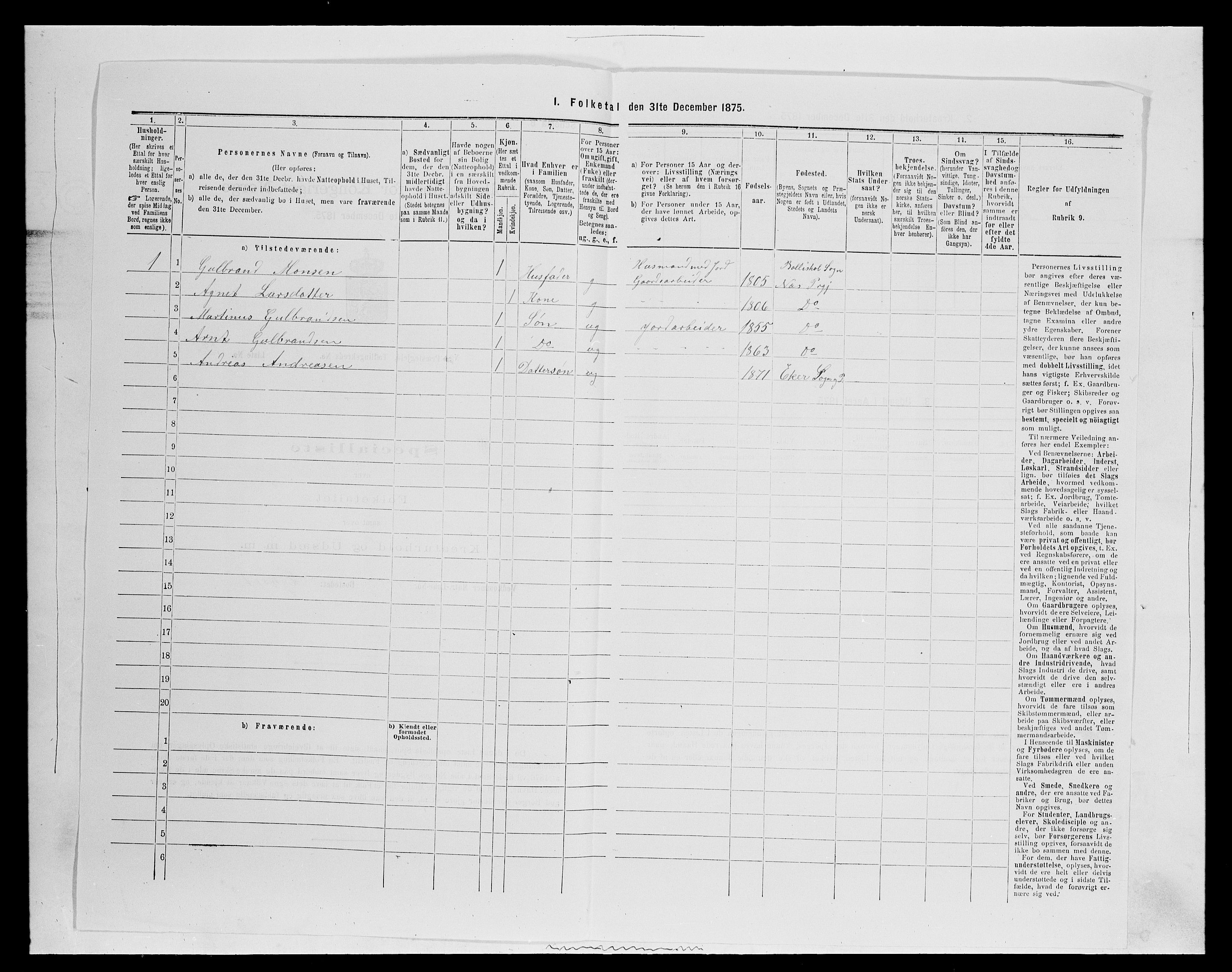 SAH, 1875 census for 0411P Nes, 1875, p. 811