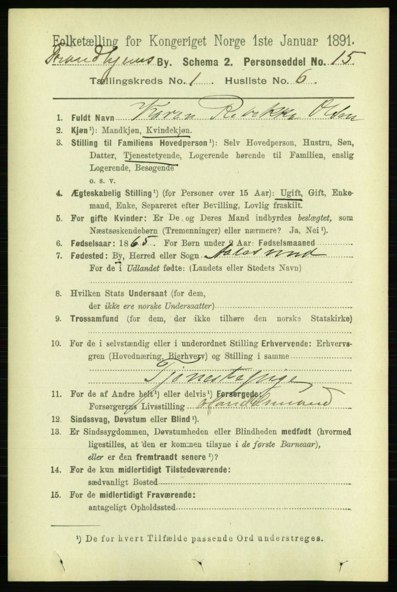 RA, 1891 census for 1601 Trondheim, 1891, p. 2680