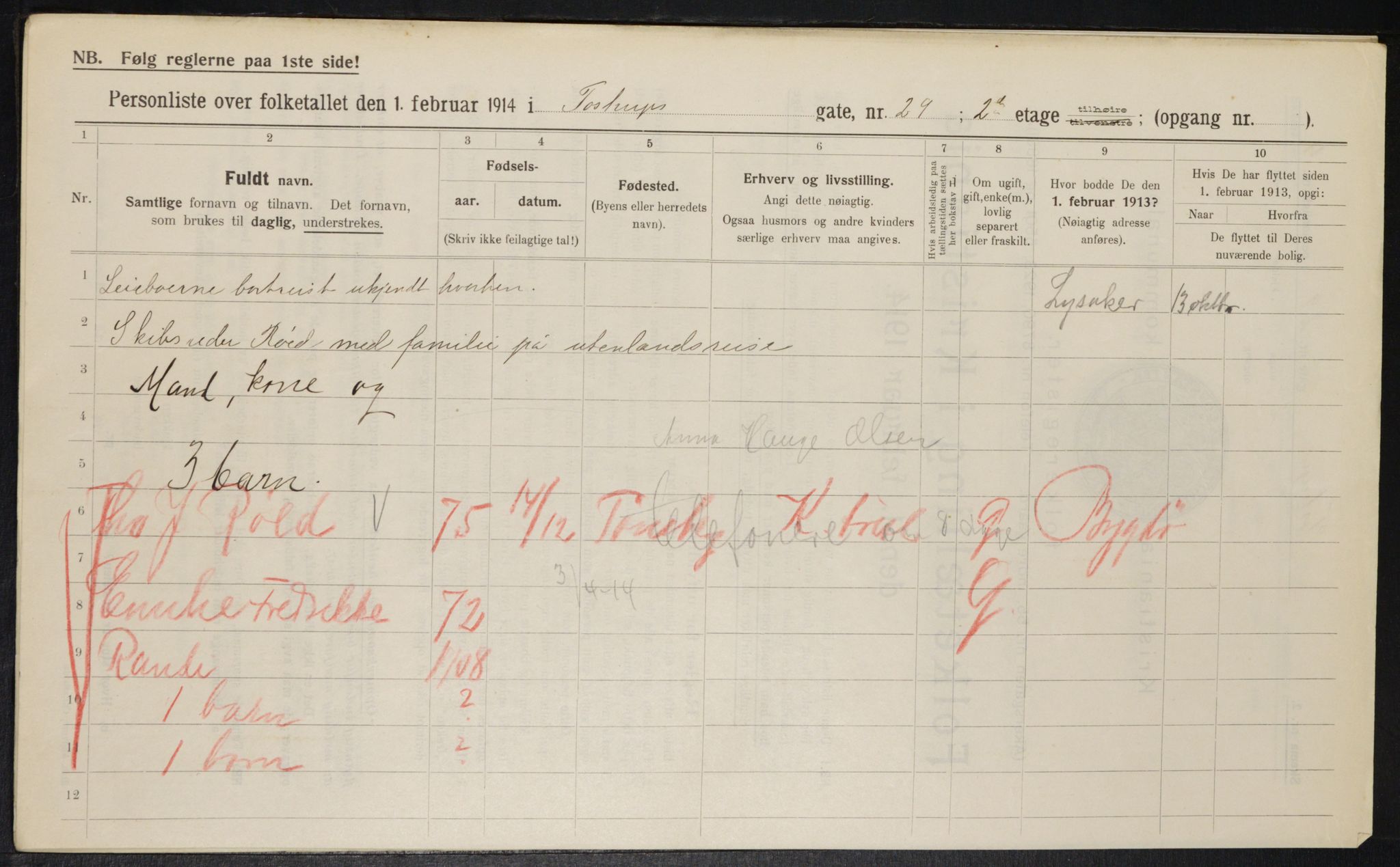 OBA, Municipal Census 1914 for Kristiania, 1914, p. 116123