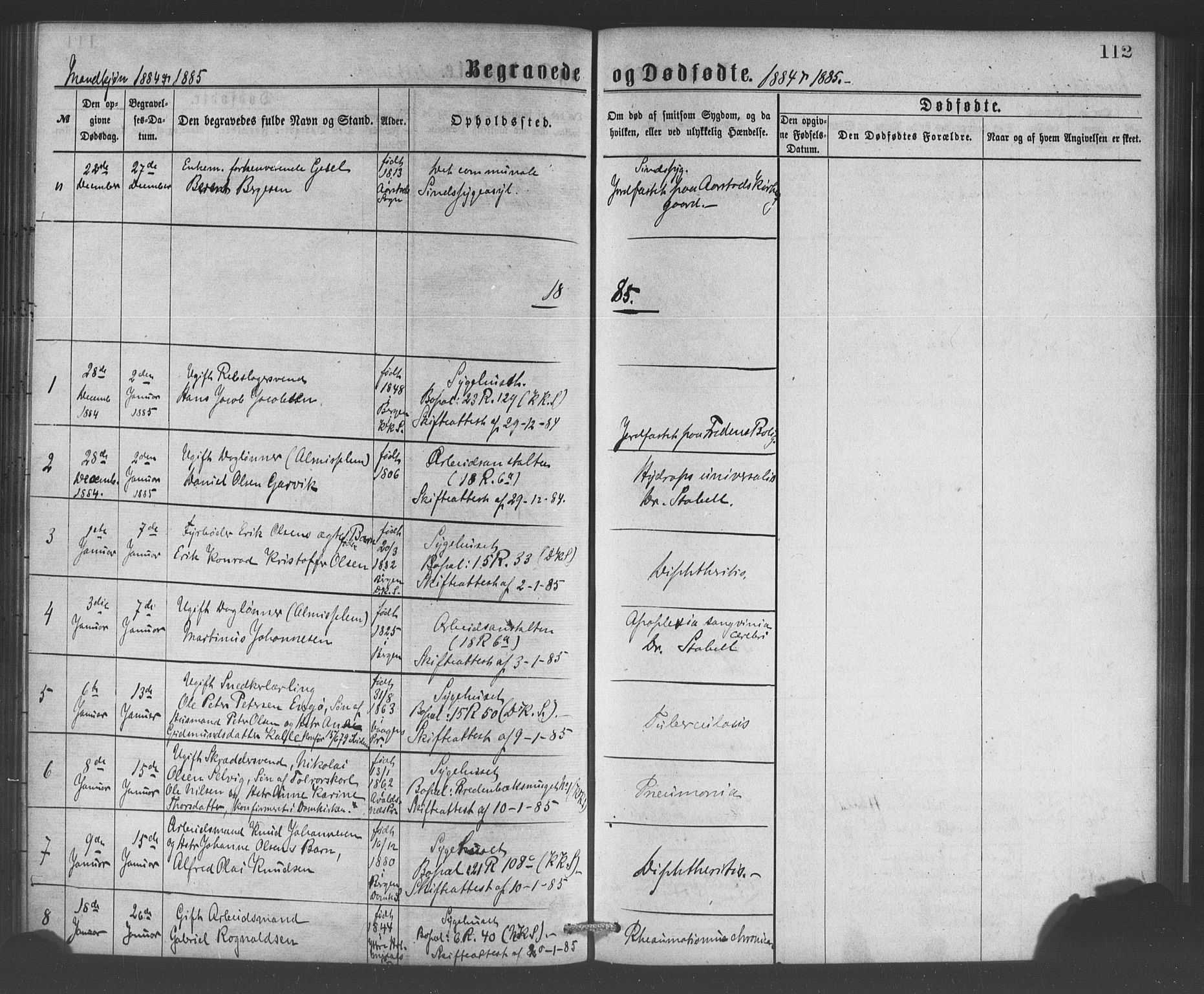 Bergen kommunale pleiehjem - stiftelsespresten, SAB/A-100281: Parish register (official) no. A 1, 1874-1886, p. 112