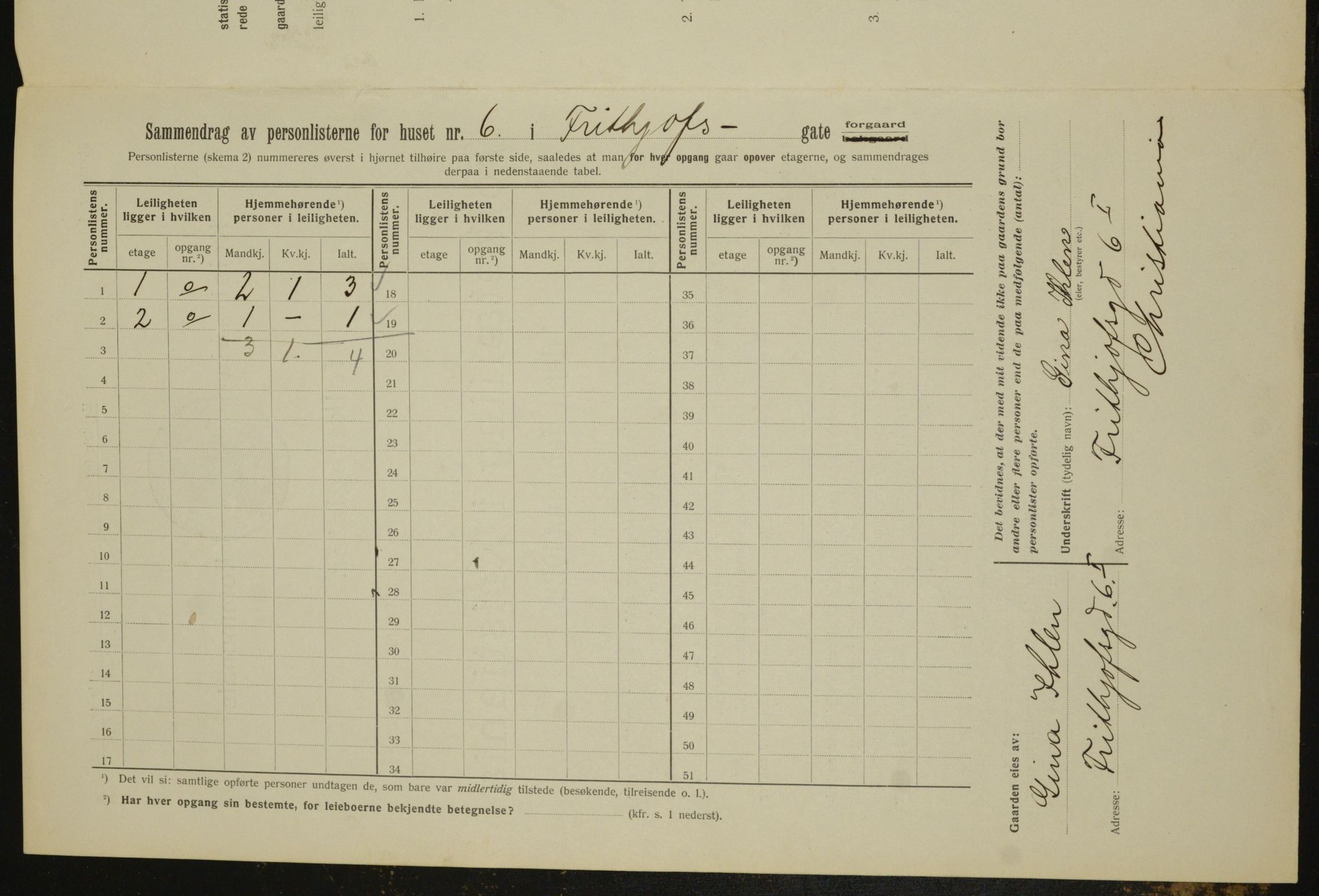 OBA, Municipal Census 1912 for Kristiania, 1912, p. 26710