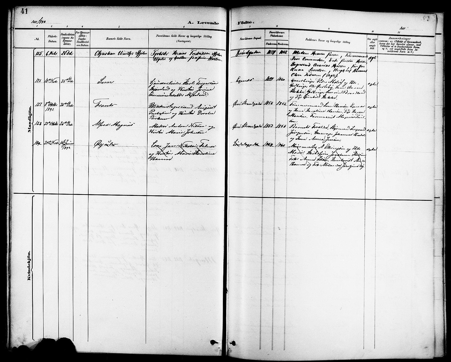 Domkirken sokneprestkontor, AV/SAST-A-101812/001/30/30BB/L0016: Parish register (copy) no. B 16, 1891-1902, p. 41