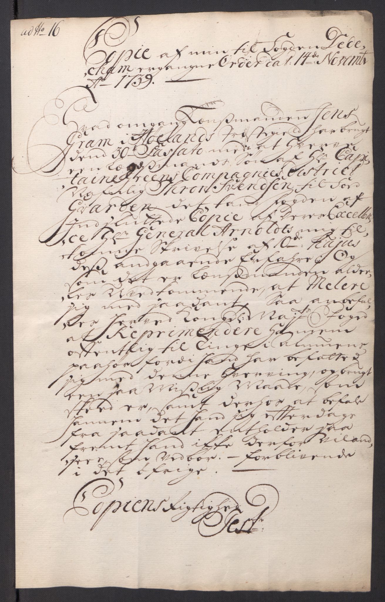 Kommanderende general (KG I) med Det norske krigsdirektorium, AV/RA-EA-5419/D/L0061: Stattholderens, stiftamtmenns og amtmenns brev, 1731-1740, p. 325