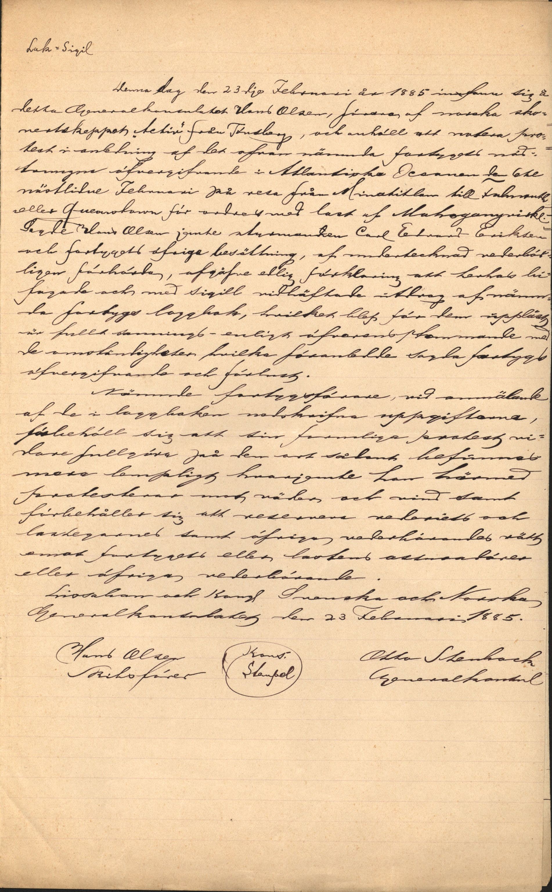 Pa 63 - Østlandske skibsassuranceforening, VEMU/A-1079/G/Ga/L0018/0009: Havaridokumenter / Tellus, Activ, Ellida, Laurel, Møringen, Mjølner, 1885, p. 10