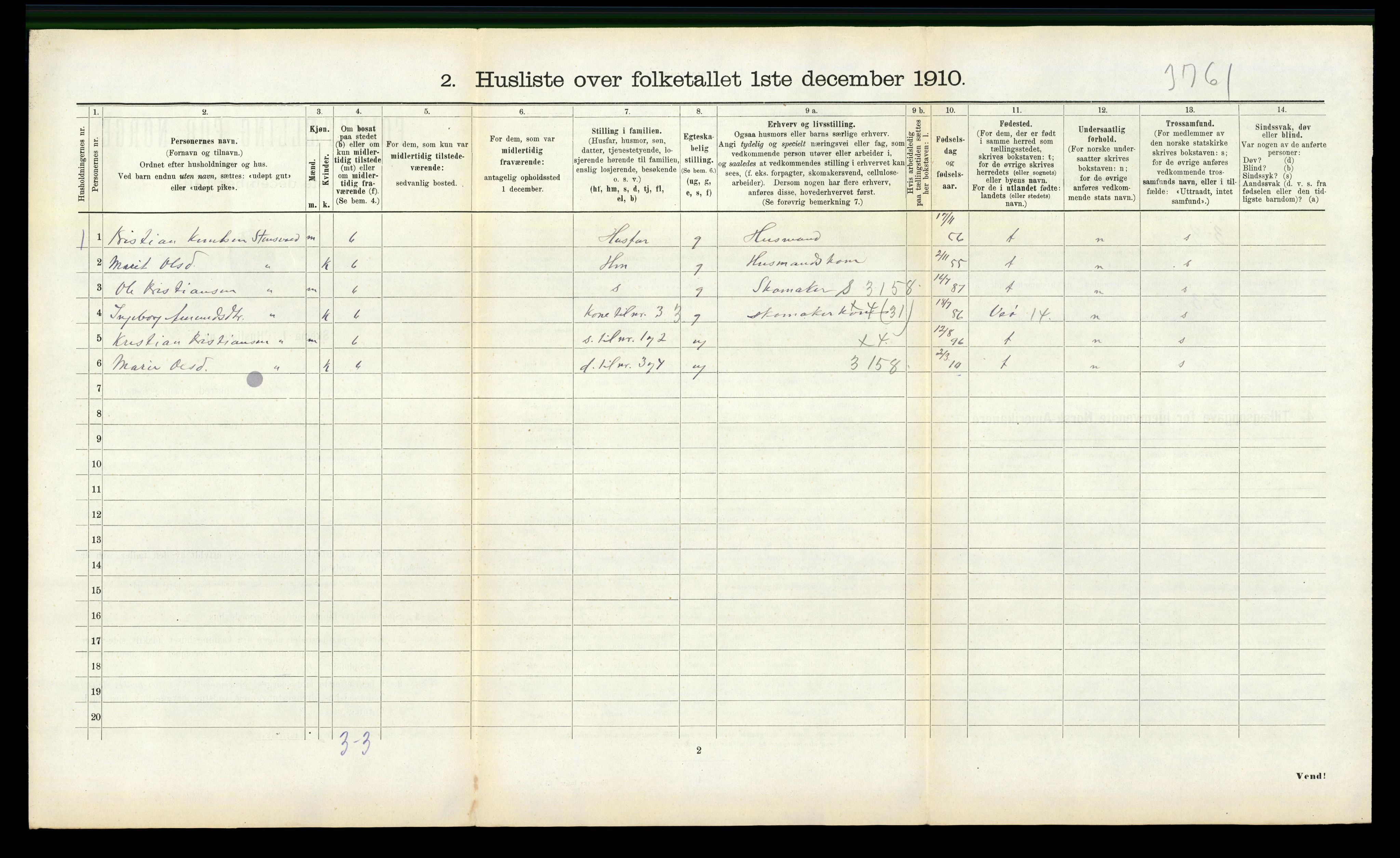 RA, 1910 census for Eresfjord og Vistdal, 1910, p. 156