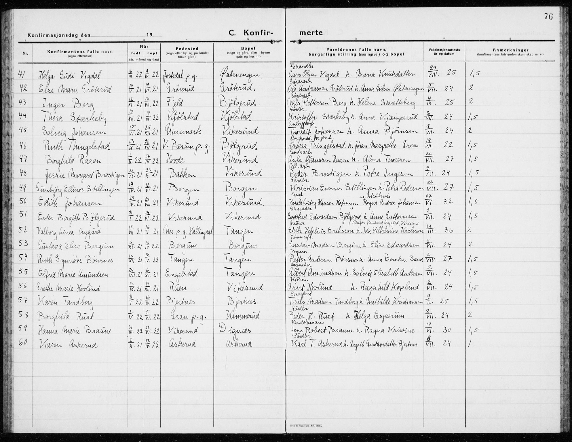 Modum kirkebøker, AV/SAKO-A-234/G/Ga/L0013: Parish register (copy) no. I 13, 1925-1938, p. 76