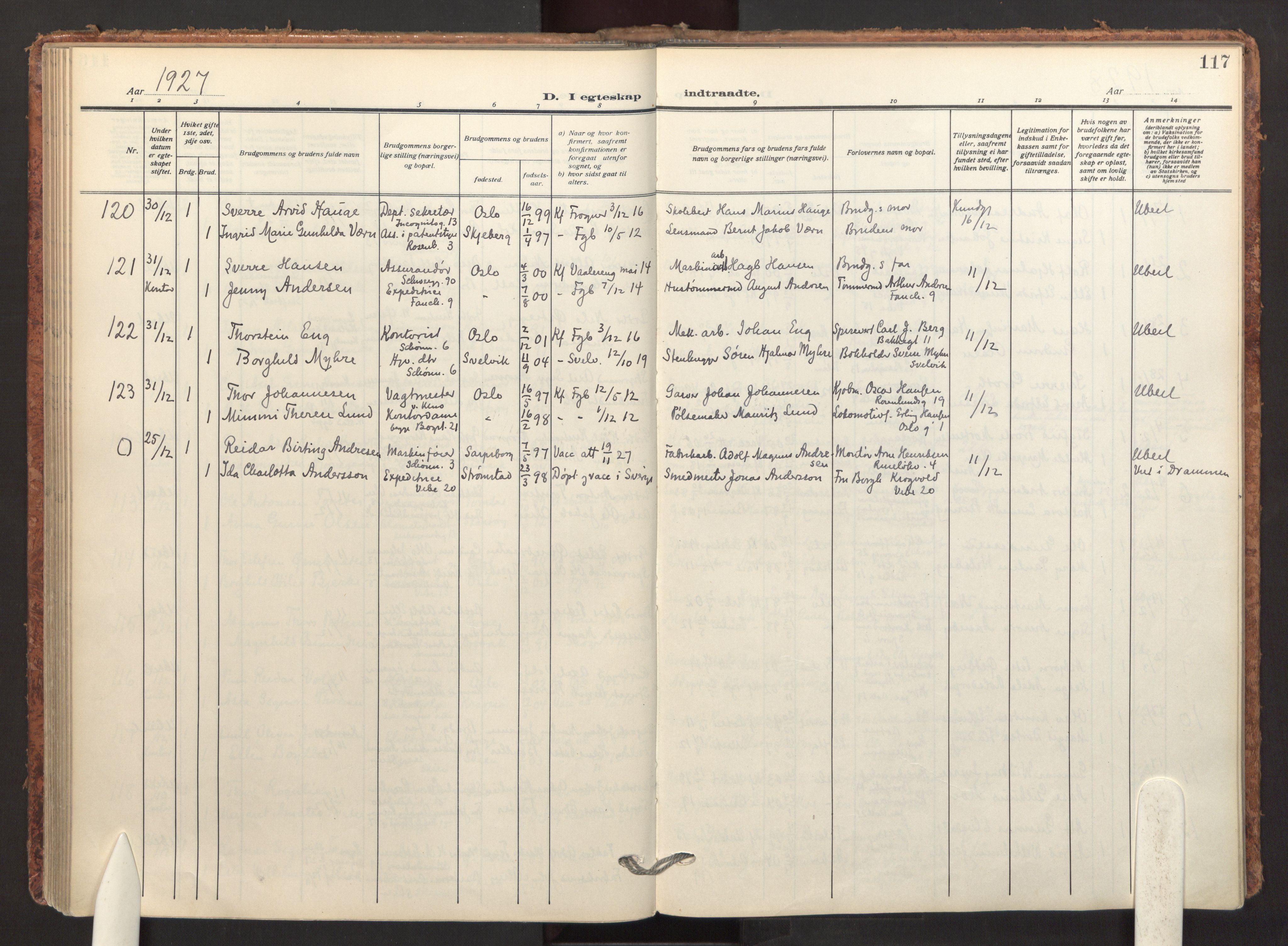 Fagerborg prestekontor Kirkebøker, SAO/A-10844/F/Fa/L0007: Parish register (official) no. 7, 1917-1934, p. 117