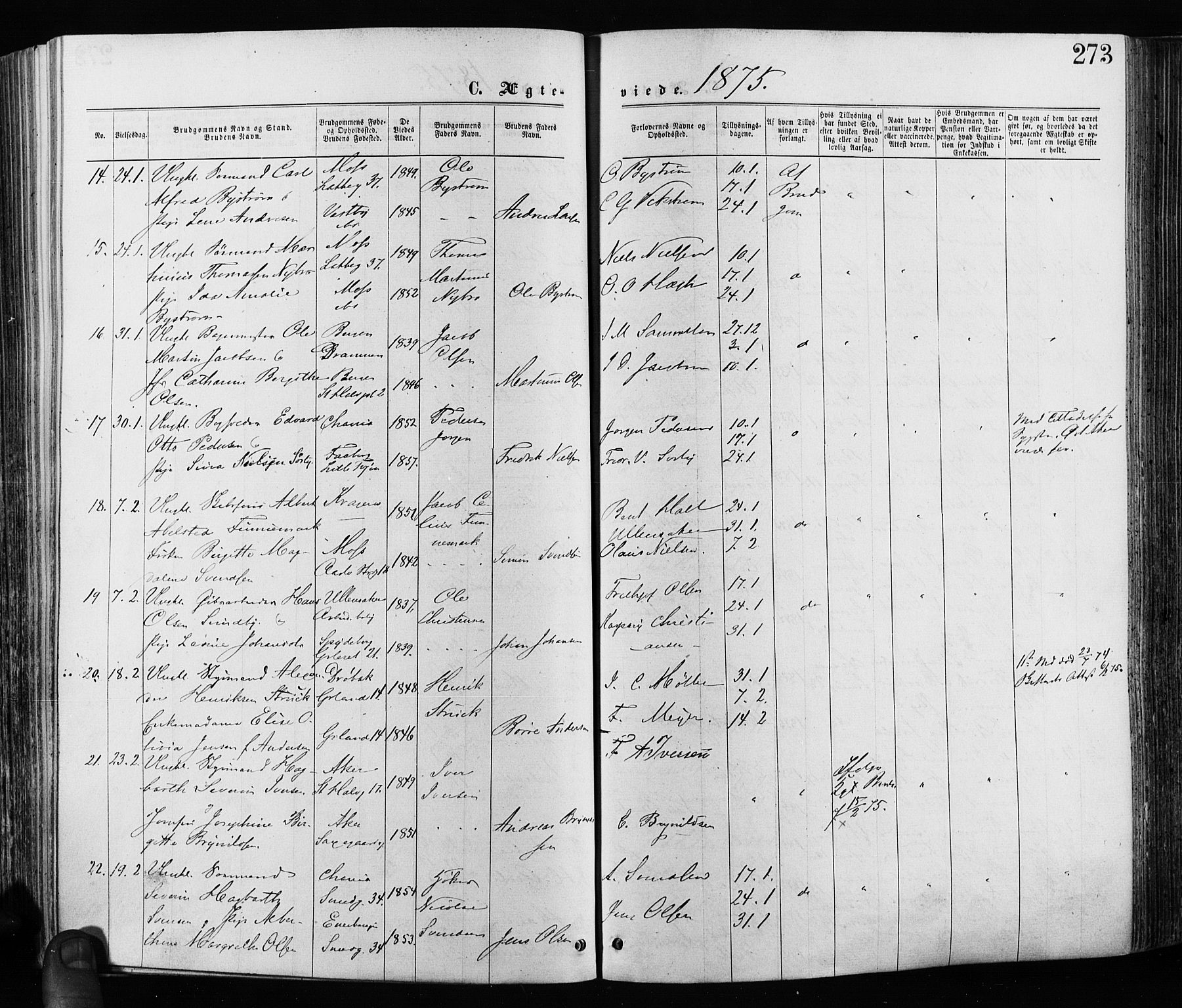 Grønland prestekontor Kirkebøker, SAO/A-10848/F/Fa/L0005: Parish register (official) no. 5, 1869-1880, p. 273