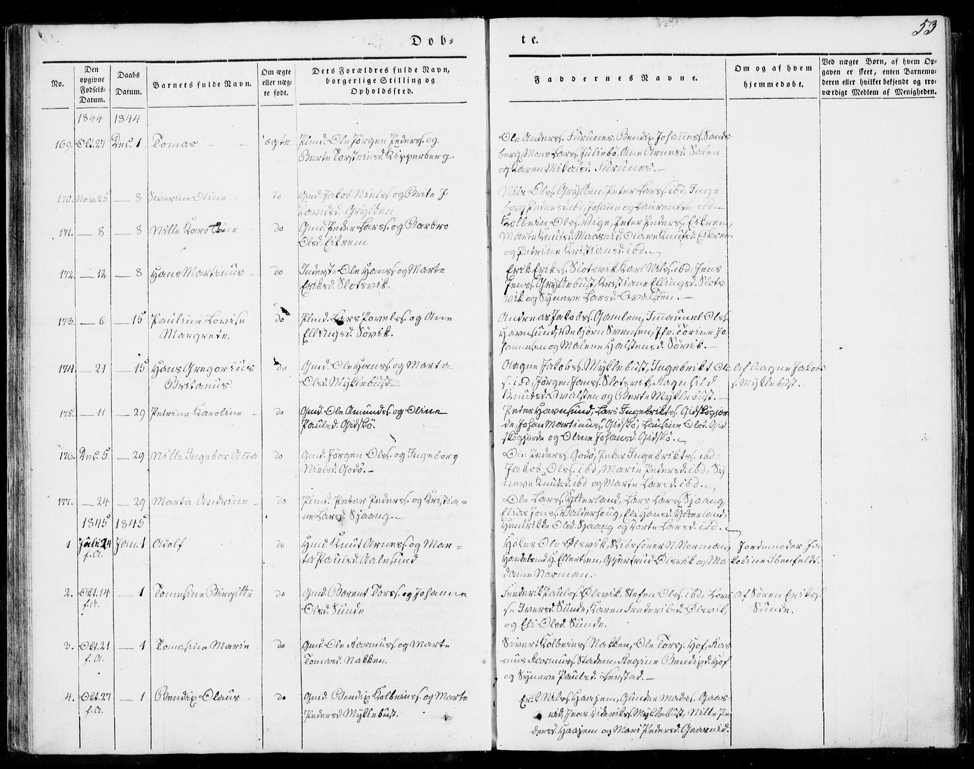 Ministerialprotokoller, klokkerbøker og fødselsregistre - Møre og Romsdal, SAT/A-1454/528/L0396: Parish register (official) no. 528A07, 1839-1847, p. 53