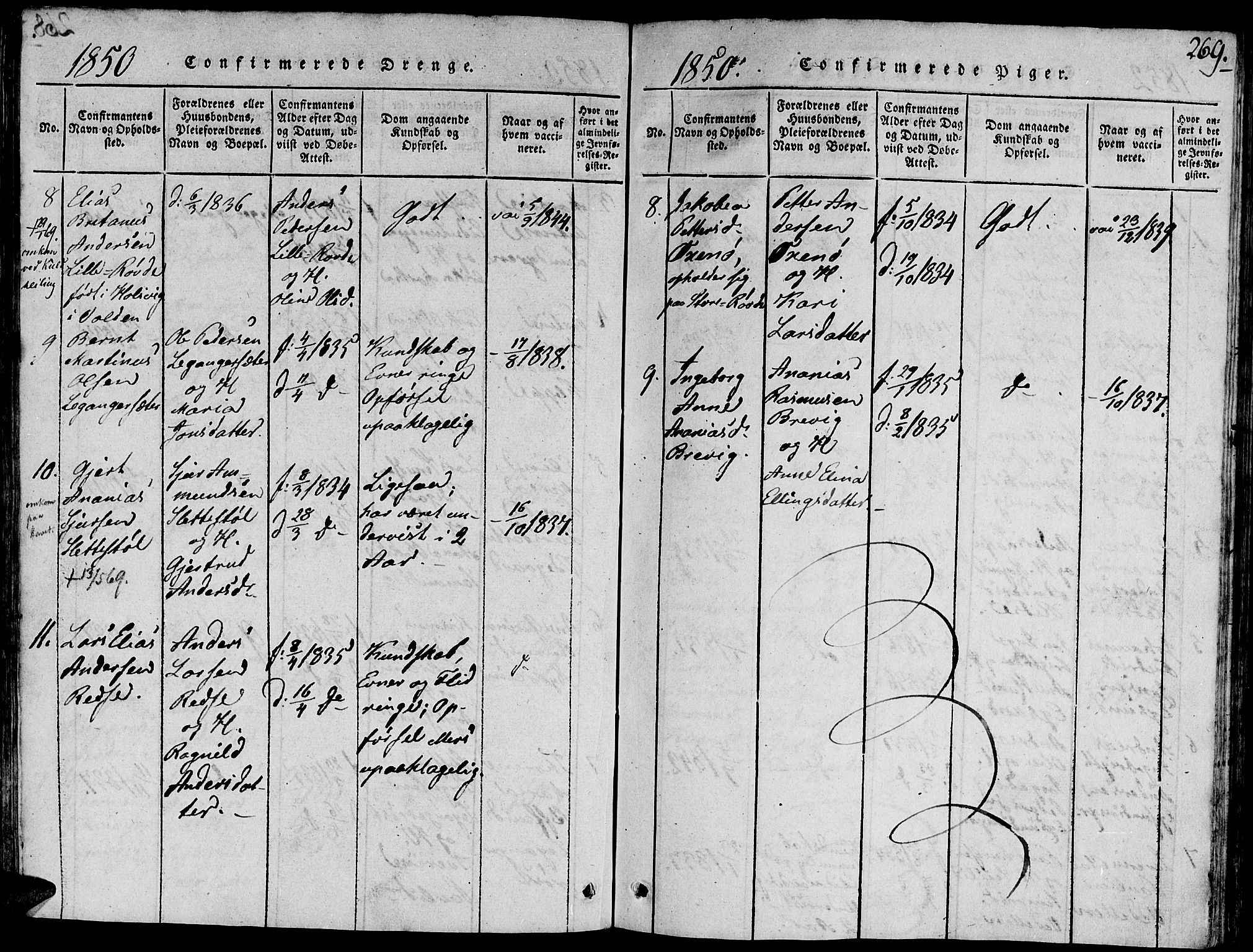 Ministerialprotokoller, klokkerbøker og fødselsregistre - Møre og Romsdal, AV/SAT-A-1454/504/L0054: Parish register (official) no. 504A01, 1816-1861, p. 269