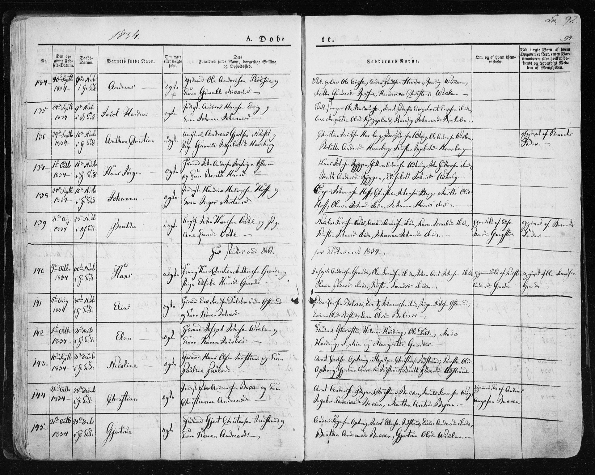 Ministerialprotokoller, klokkerbøker og fødselsregistre - Sør-Trøndelag, AV/SAT-A-1456/659/L0735: Parish register (official) no. 659A05, 1826-1841, p. 92