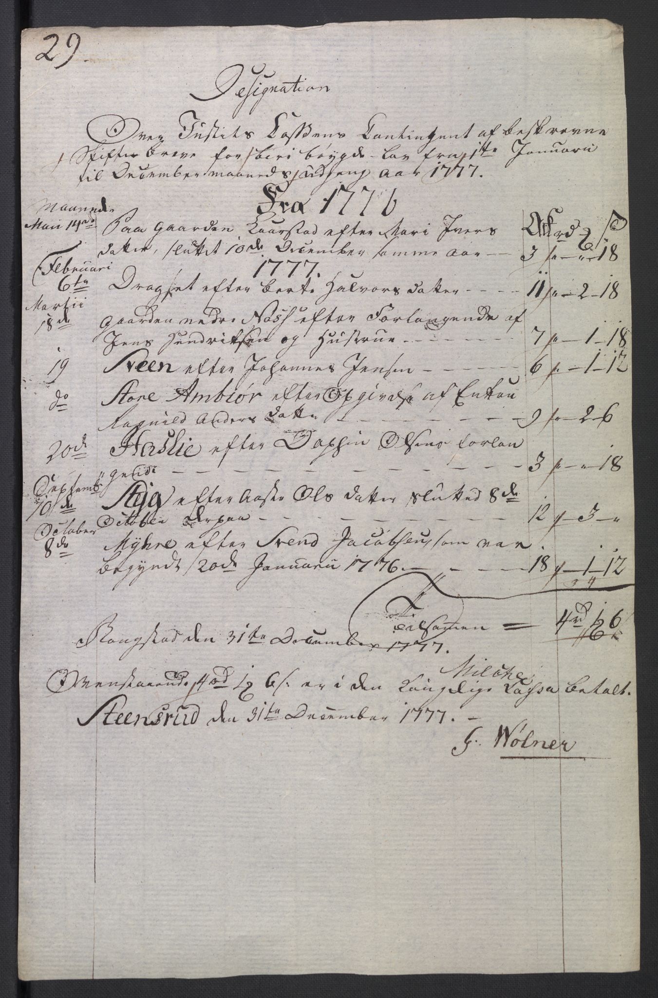 Rentekammeret inntil 1814, Reviderte regnskaper, Mindre regnskaper, AV/RA-EA-4068/Rb/L0014: Opplands amt, 1771-1779, p. 11