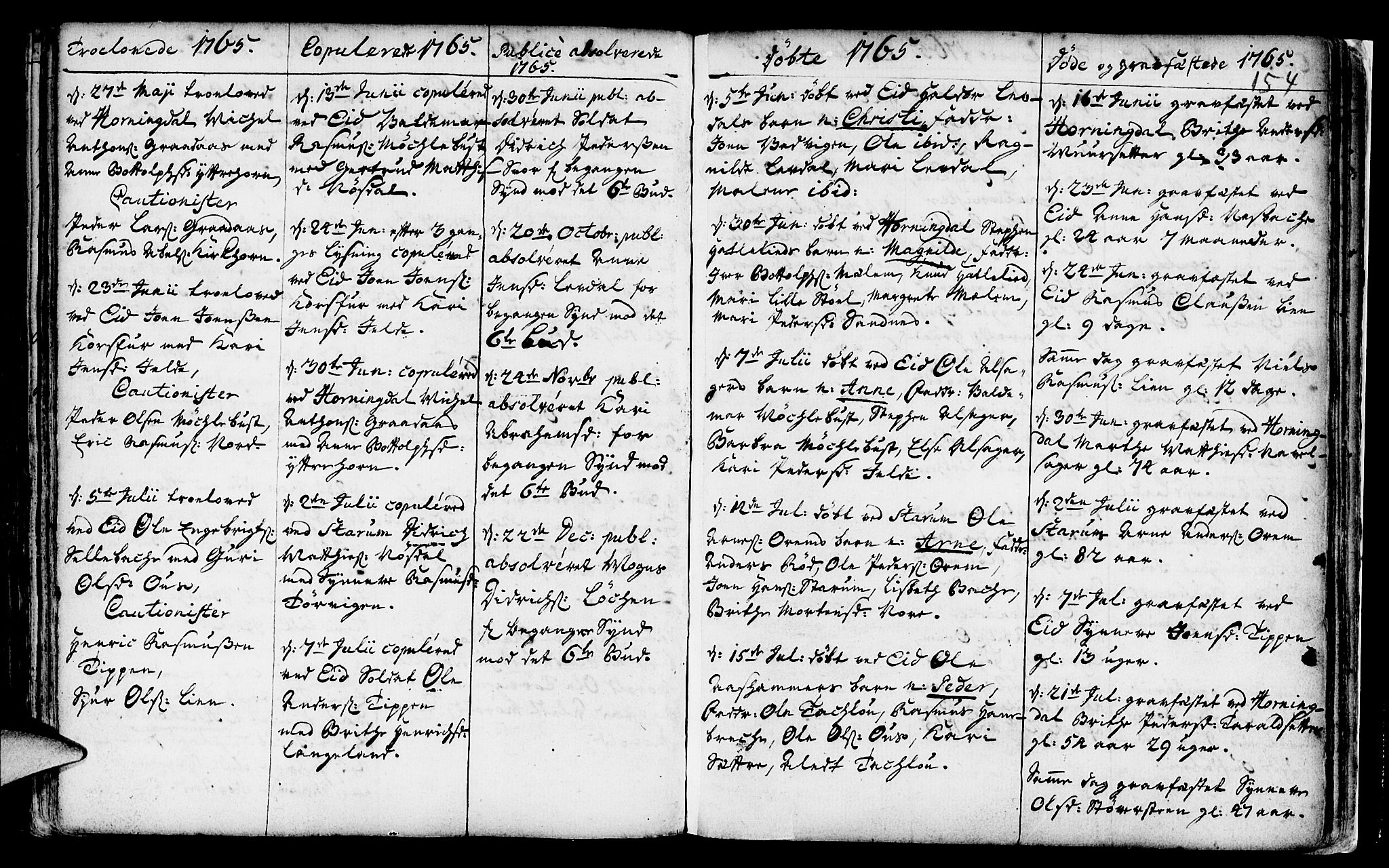 Eid sokneprestembete, AV/SAB-A-82301/H/Haa/Haaa/L0002: Parish register (official) no. A 2, 1741-1769, p. 154