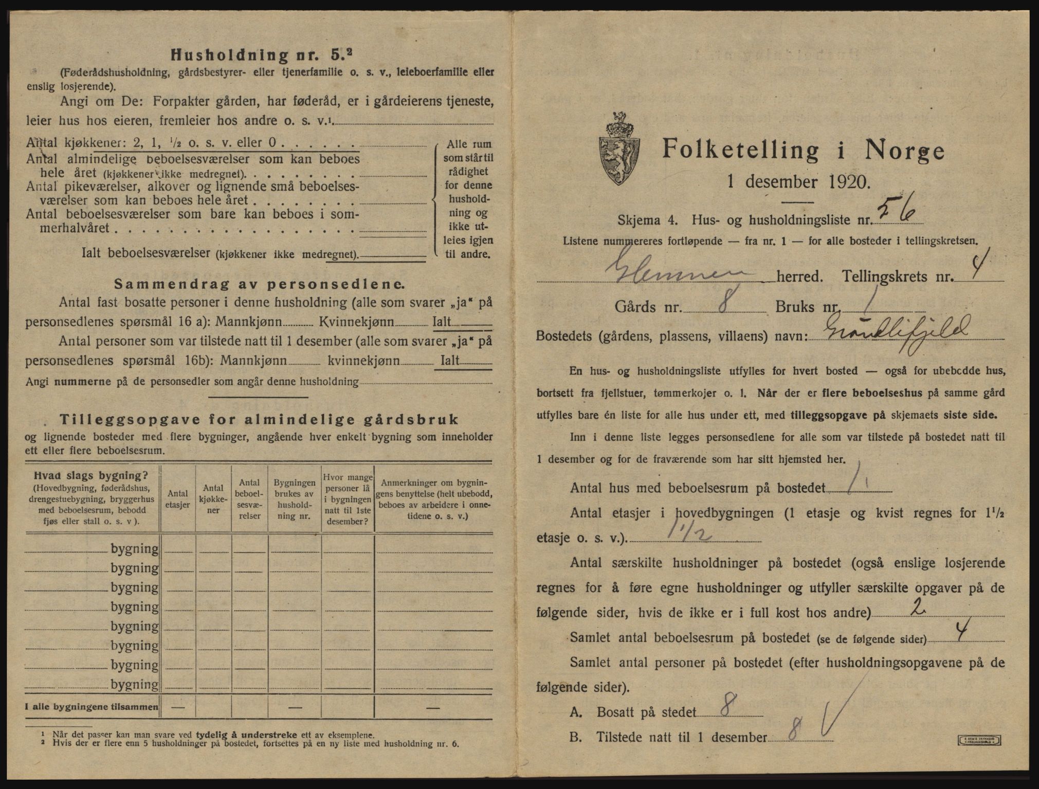 SAO, 1920 census for Glemmen, 1920, p. 1569