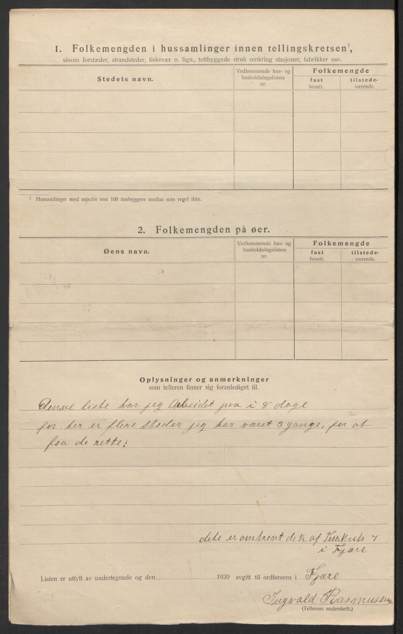 SAK, 1920 census for Fjære, 1920, p. 38