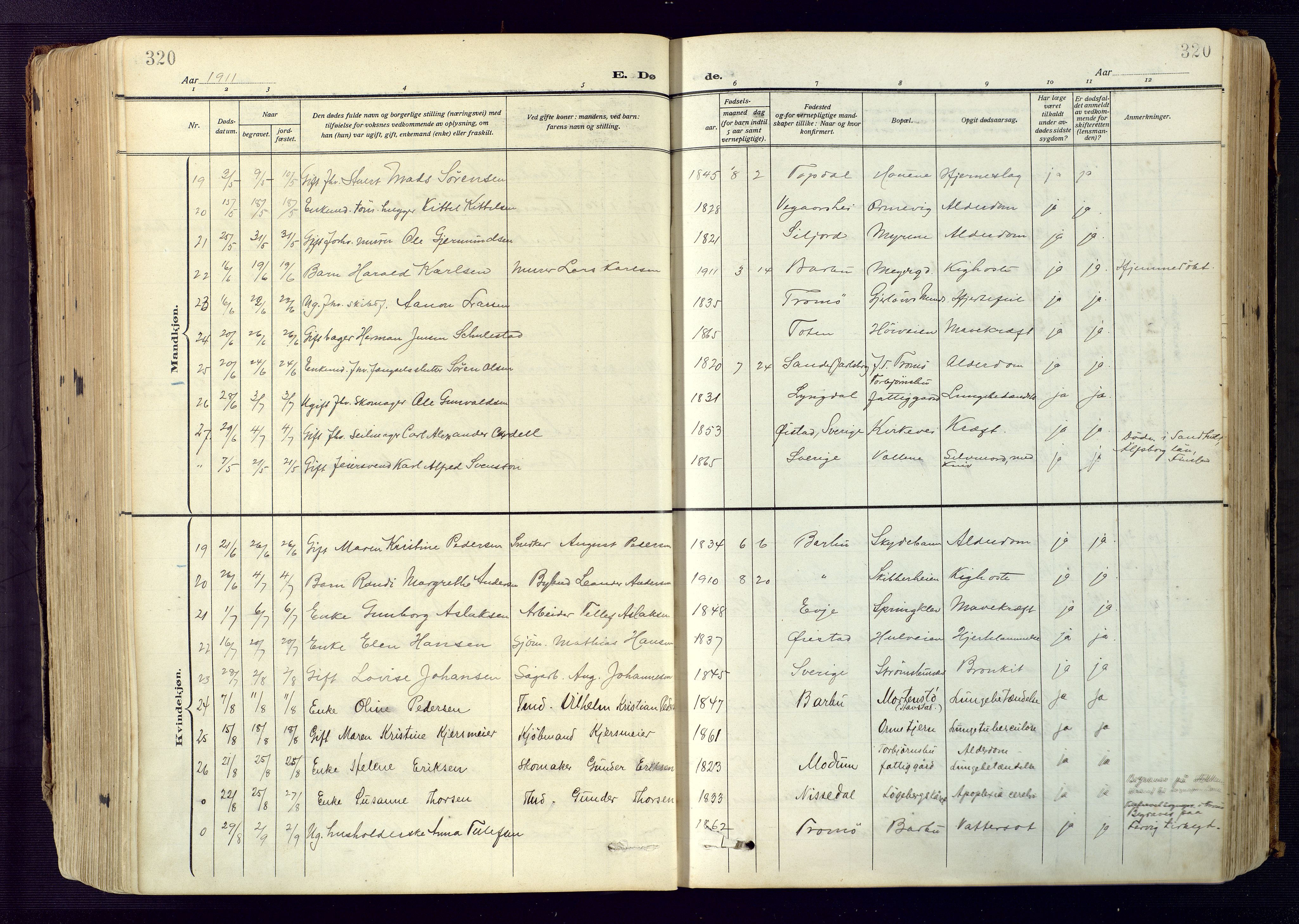 Barbu sokneprestkontor, SAK/1111-0003/F/Fa/L0006: Parish register (official) no. A 6, 1910-1929, p. 320