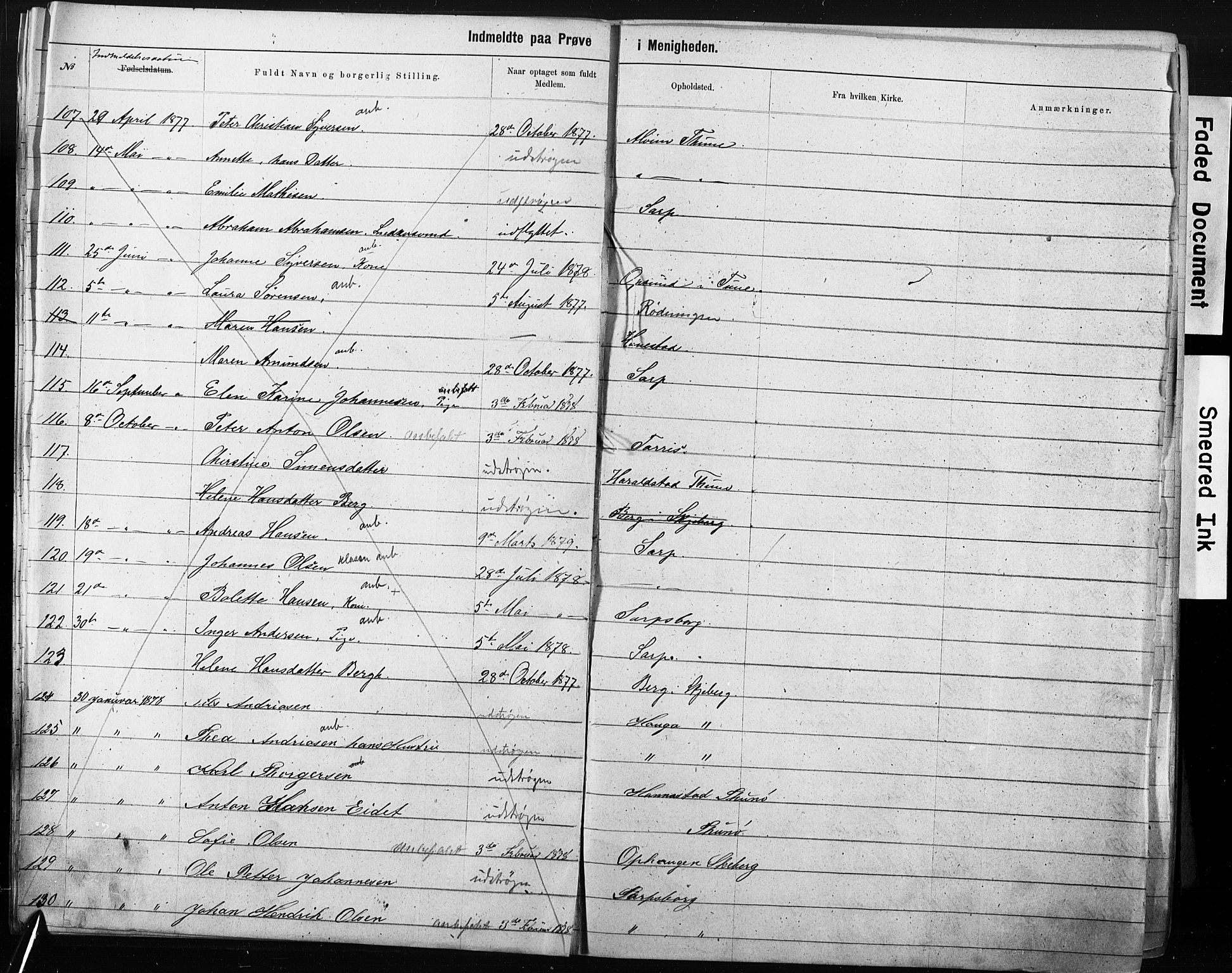 Sarpsborg metodistkirke, SAO/PAO-0233/A/L0003: Dissenter register no. 3, 1856-1893