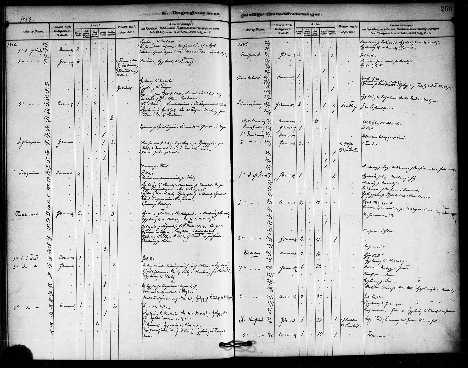 Aremark prestekontor Kirkebøker, AV/SAO-A-10899/F/Fa/L0005: Parish register (official) no. I 5, 1878-1897, p. 256