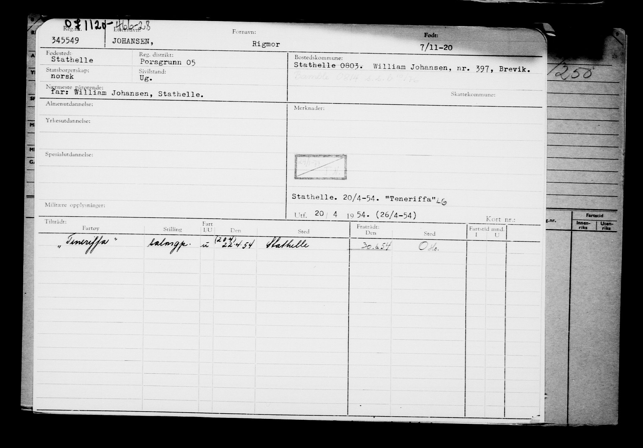 Direktoratet for sjømenn, AV/RA-S-3545/G/Gb/L0187: Hovedkort, 1920, p. 159