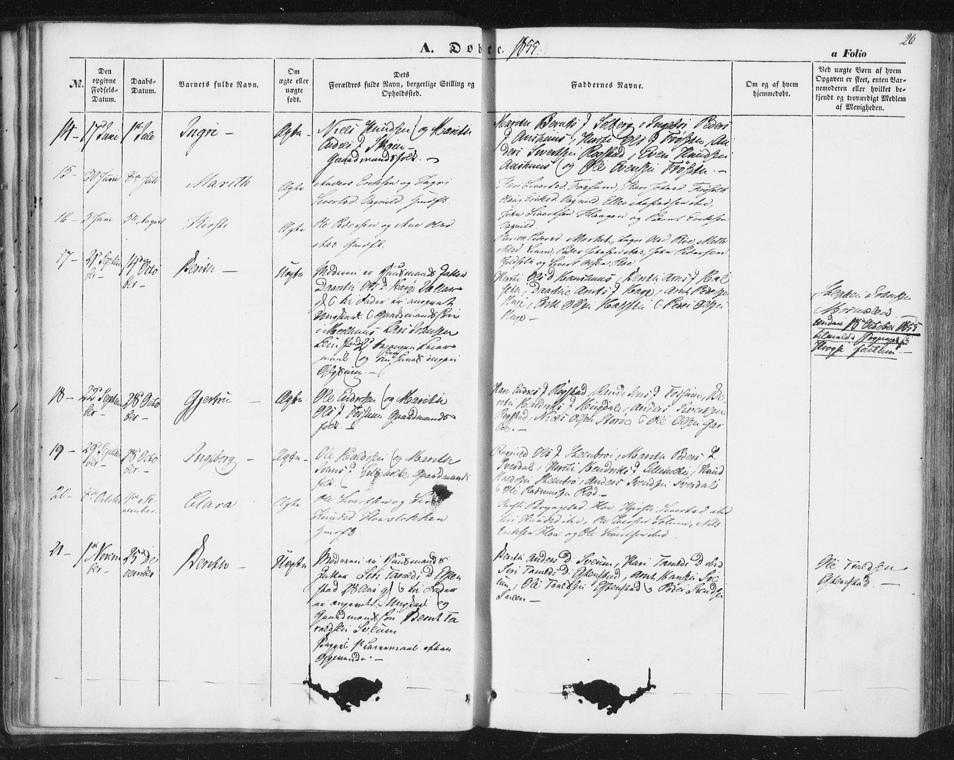 Ministerialprotokoller, klokkerbøker og fødselsregistre - Sør-Trøndelag, SAT/A-1456/689/L1038: Parish register (official) no. 689A03, 1848-1872, p. 26