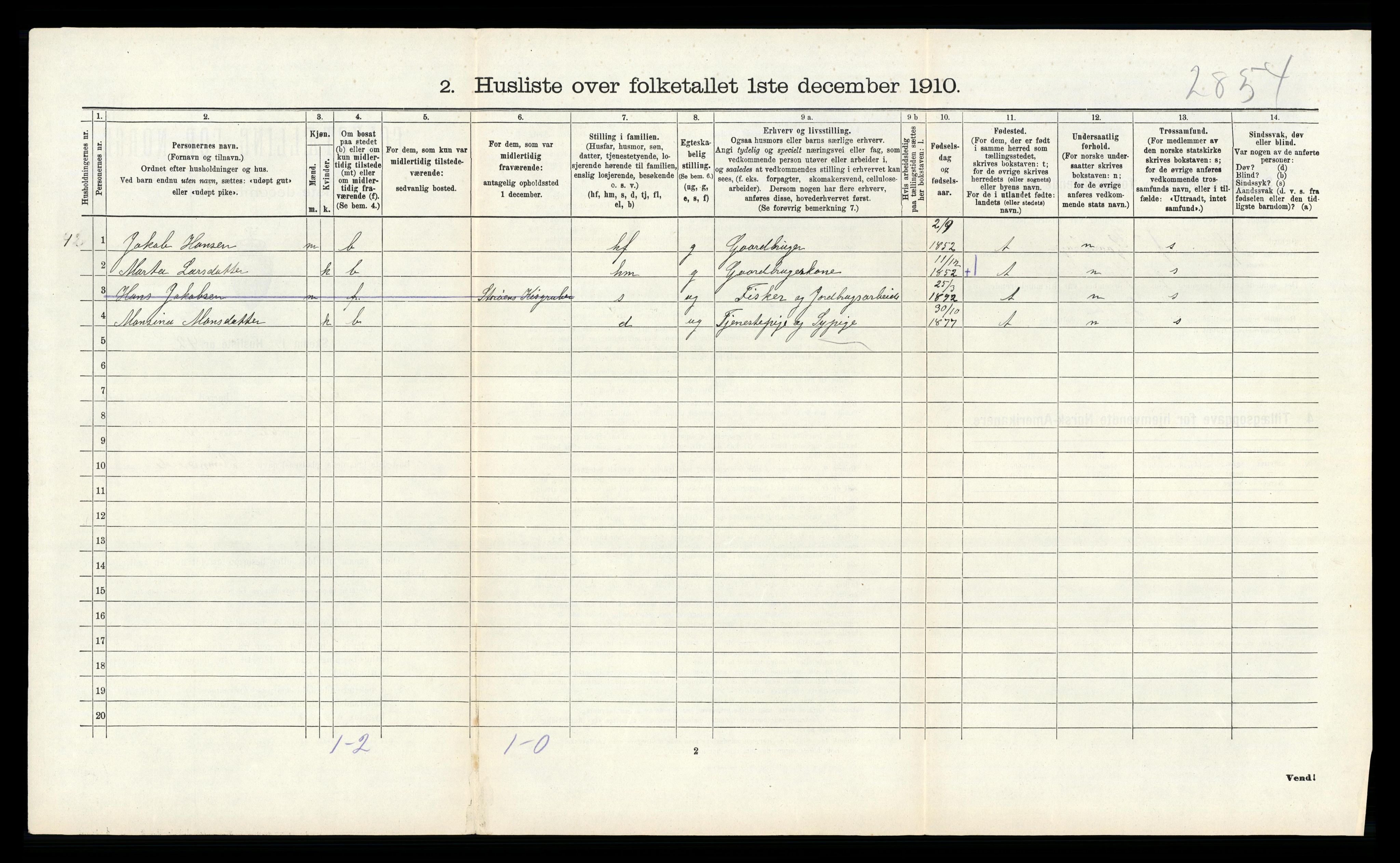 RA, 1910 census for Fitjar, 1910, p. 726