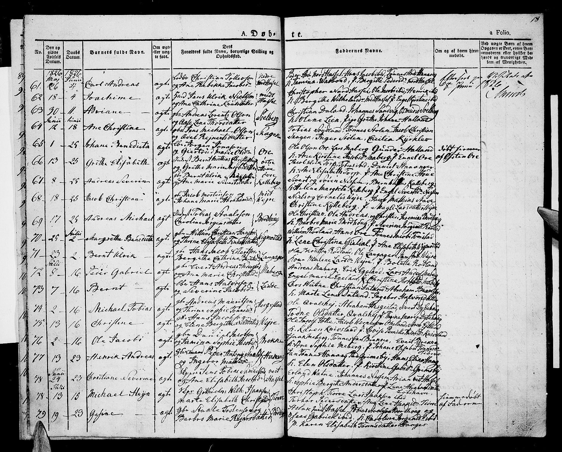 Lista sokneprestkontor, AV/SAK-1111-0027/F/Fa/L0008: Parish register (official) no. A 8, 1823-1835, p. 18