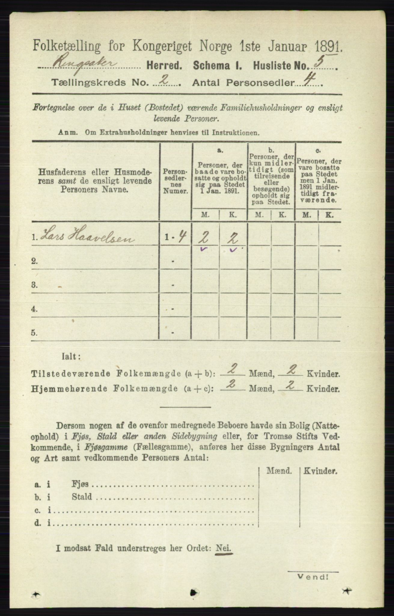 RA, 1891 census for 0412 Ringsaker, 1891, p. 751